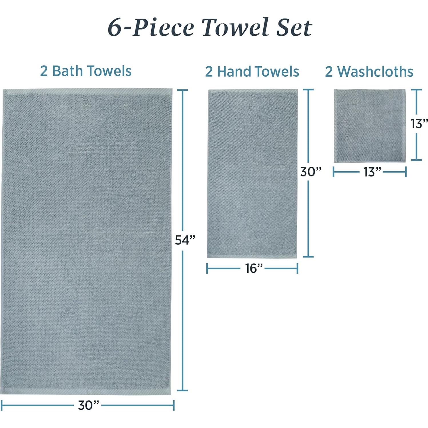 Juego de Toallas de Algodón 100% Welhome Franklin 6 Piezas 600 GSM