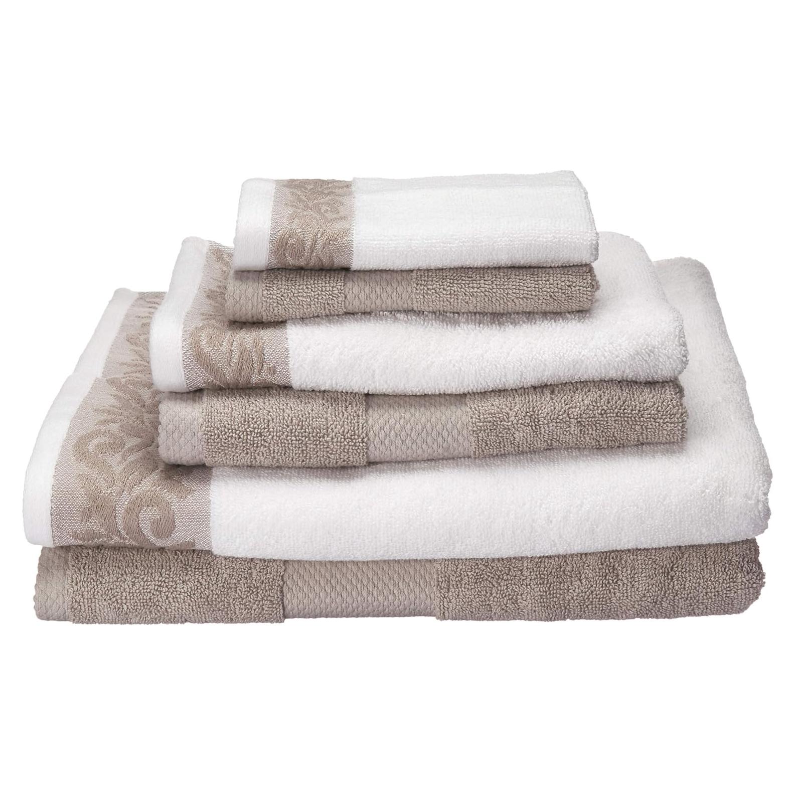 Conjunto de Toallas 6 Piezas Modern Threads 600 GSM Taupe