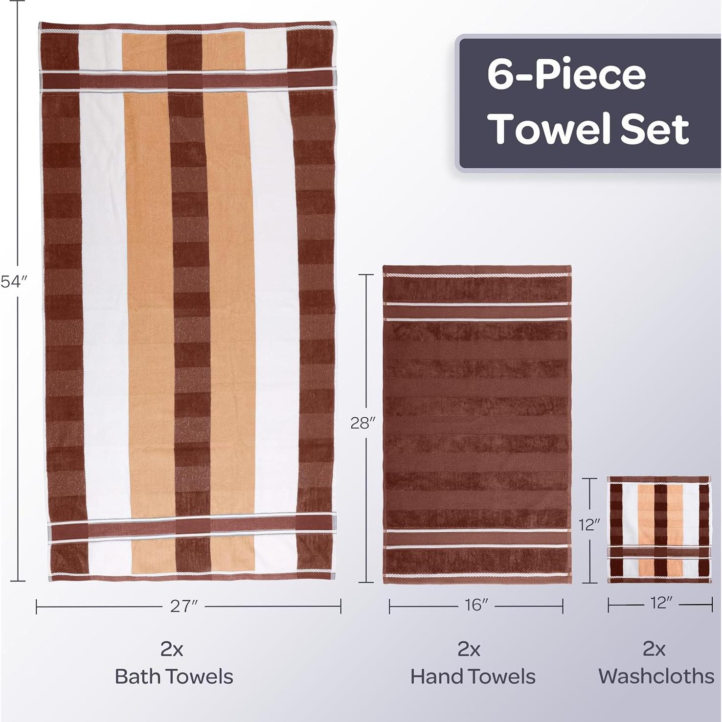 Juego de Toallas de Baño 6 Piezas Lavish Home 100% Algodón Beige