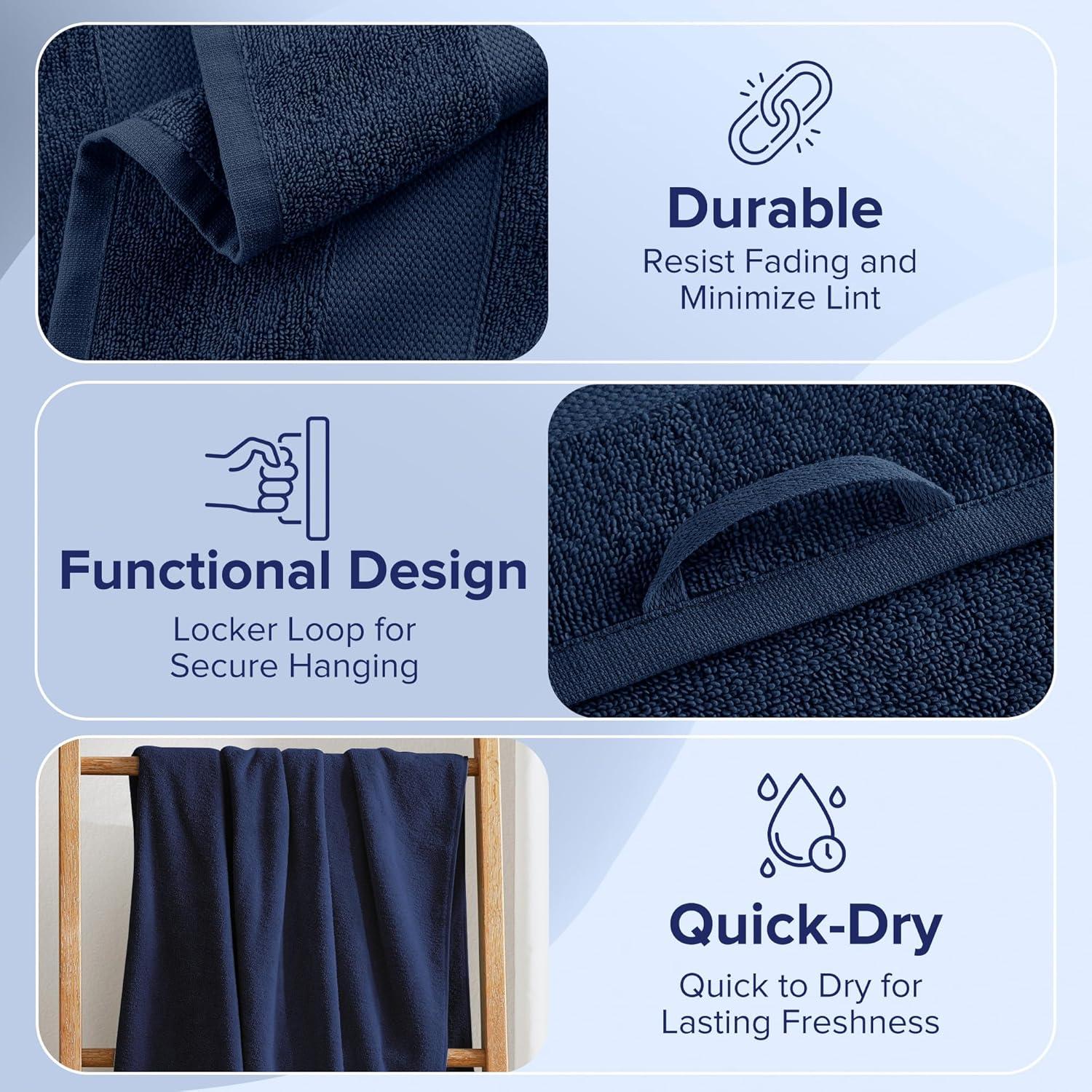 Juego de Toallas de Baño Turco Comfort Spaces 6 Piezas Azul Marino