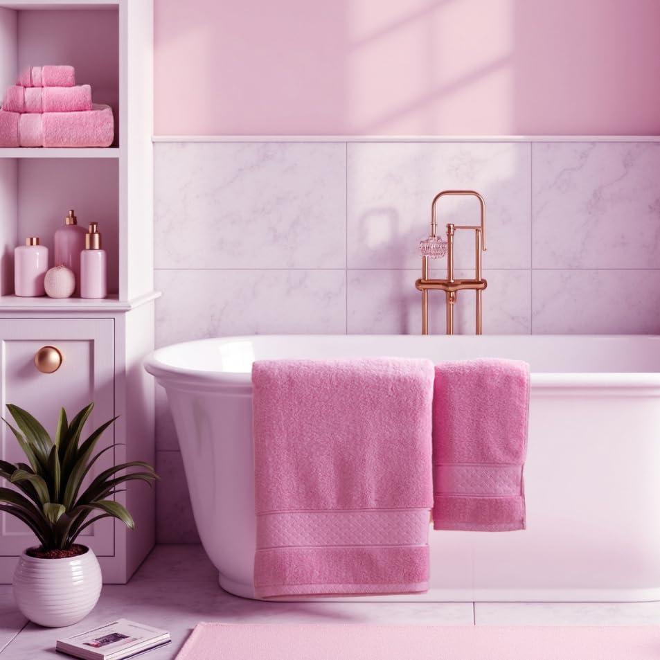 Juego de Toallas de Baño COZYART Rosa 6 Piezas 100% Algodón