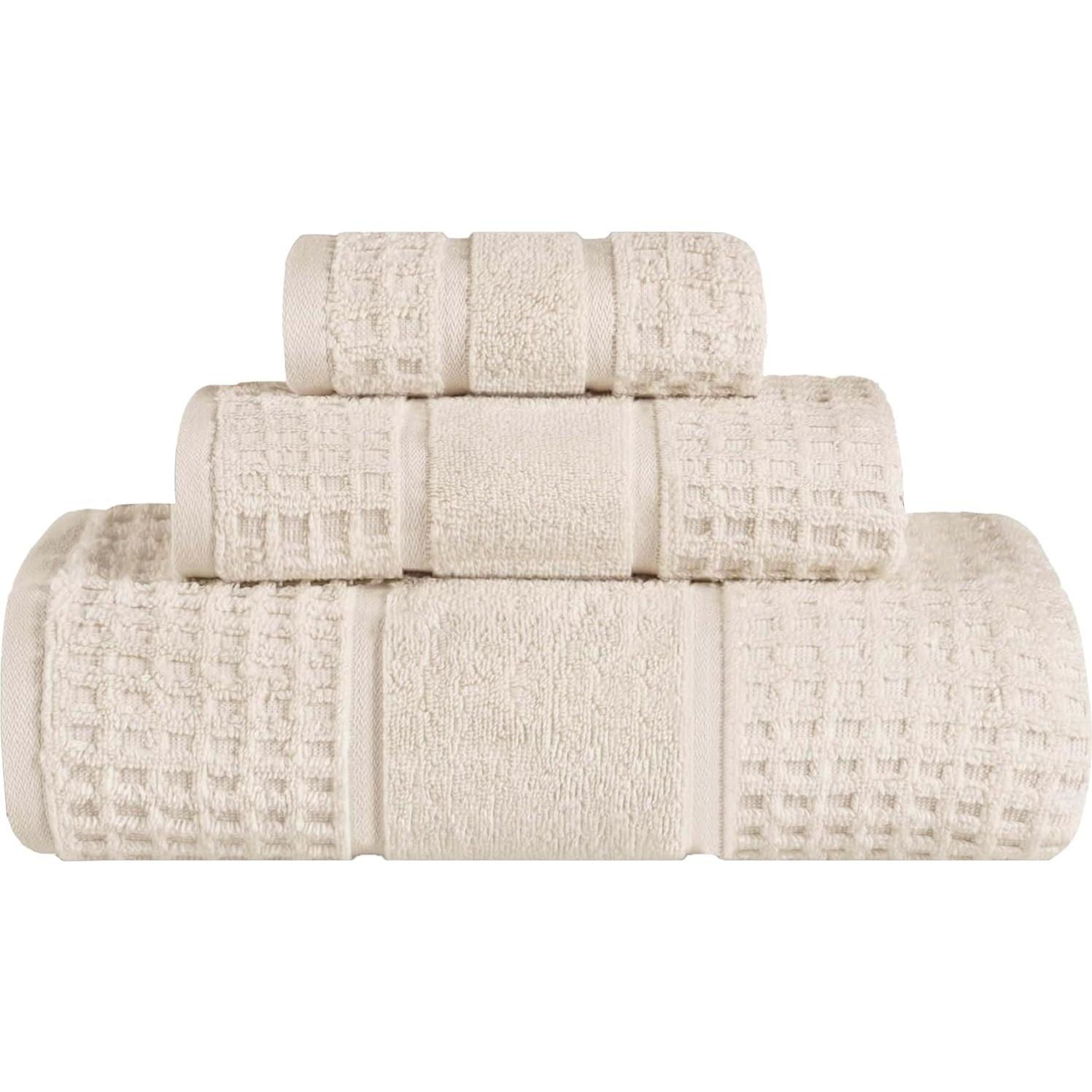 Juego de Toallas de Algodón Superior 3 Piezas Marfil