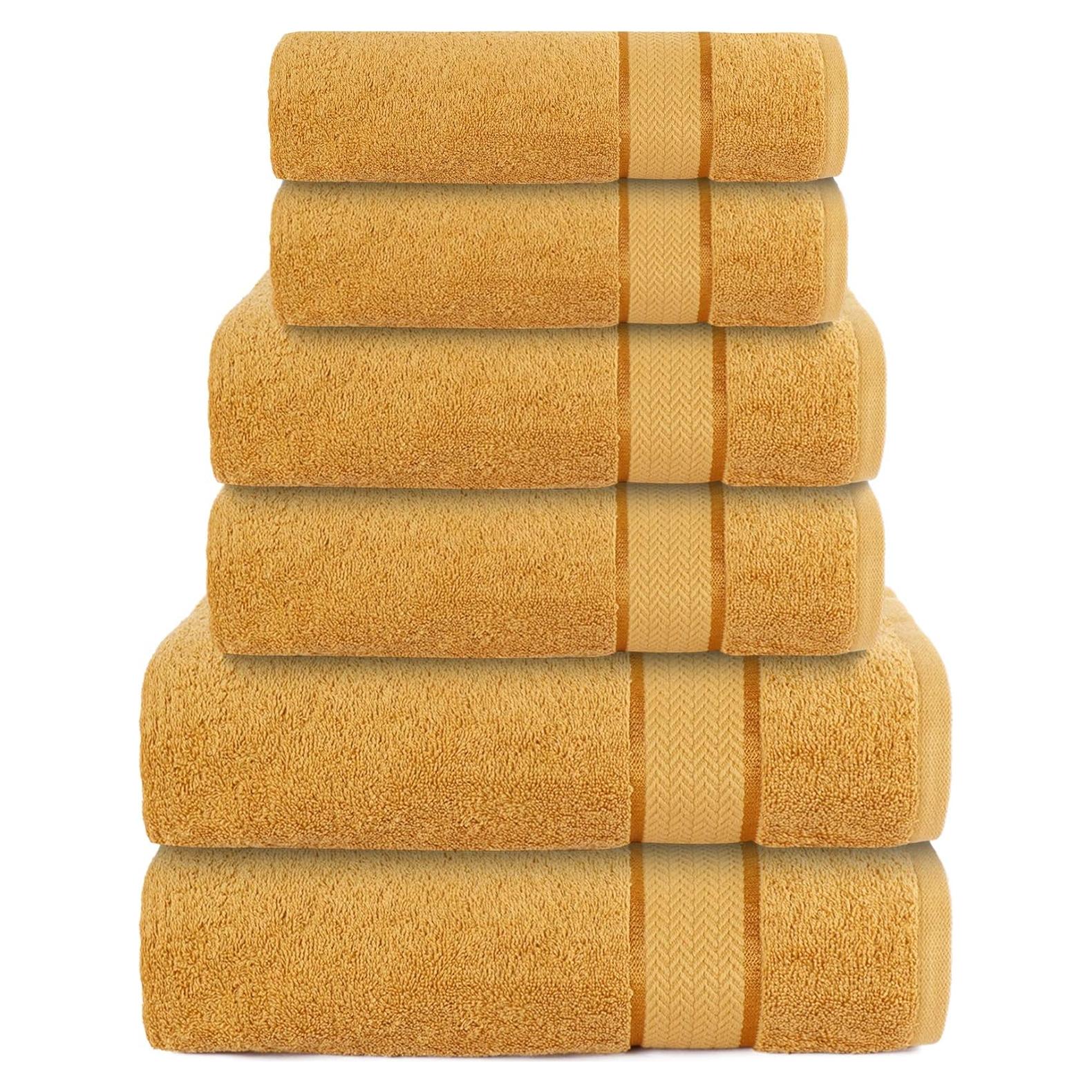 Juego de Toallas de Baño CRAFTBERRY 100% Algodón Dorado 6 Piezas