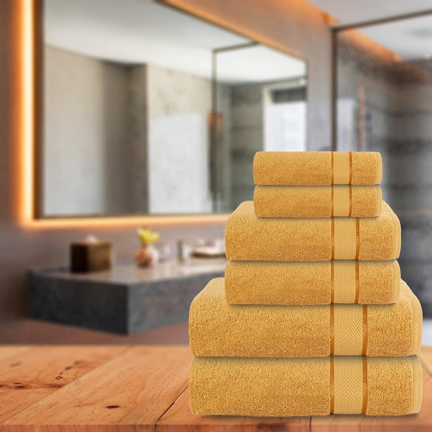 Juego de Toallas de Baño CRAFTBERRY 100% Algodón Dorado 6 Piezas