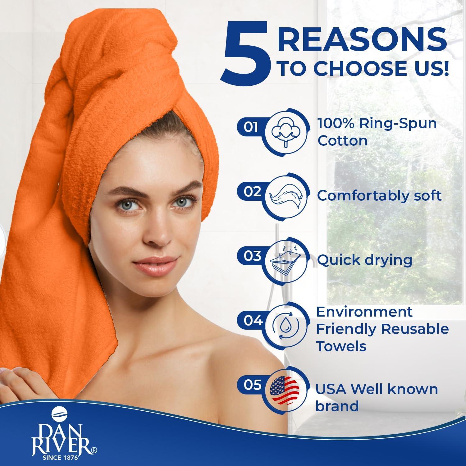 Juego de Toallas de Lujo Dan River 8 Piezas 100% Algodón Naranja