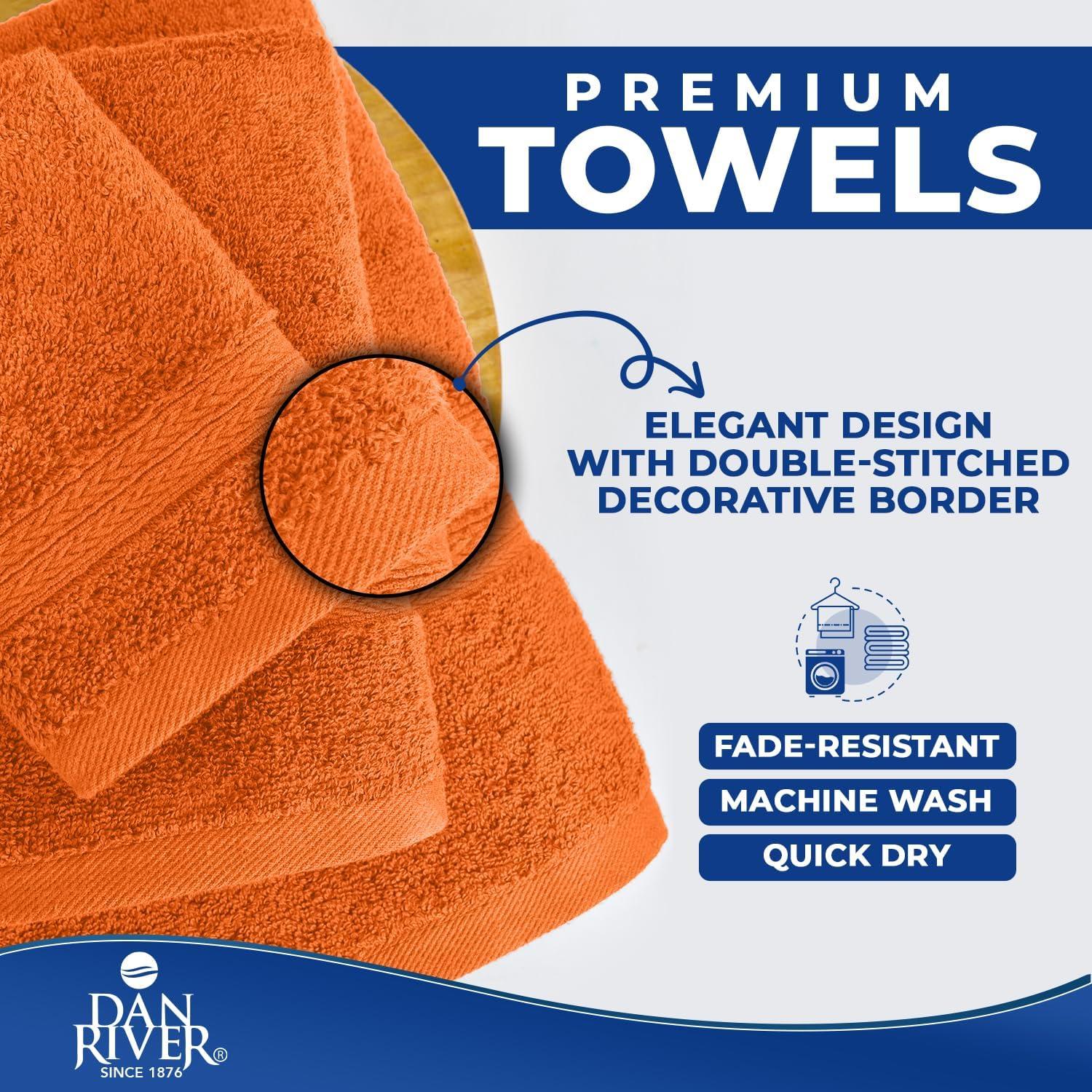 Juego de Toallas de Lujo Dan River 8 Piezas 100% Algodón Naranja