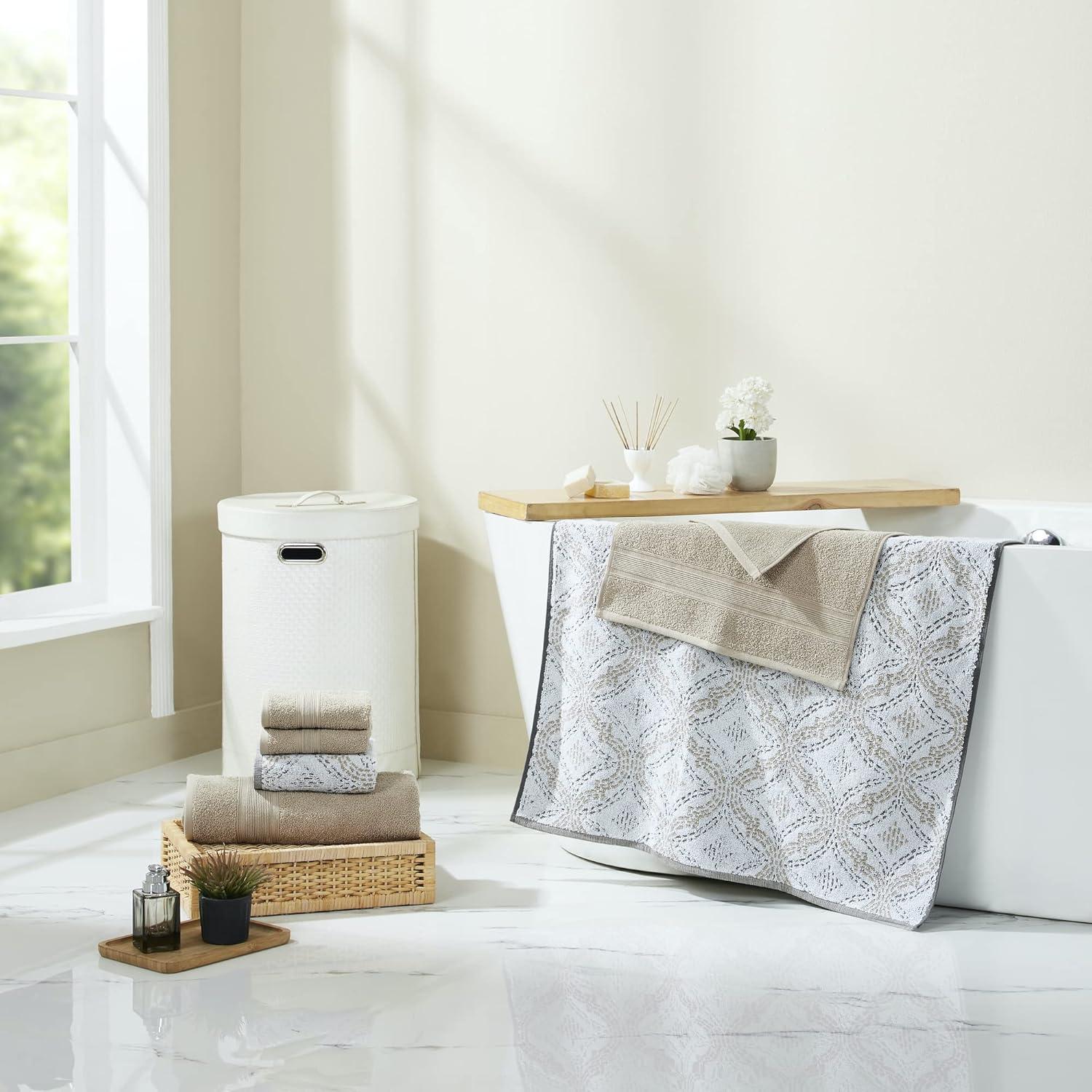 Juego de Toallas Jacquard Reversible 6 Piezas Modern Threads Caqui