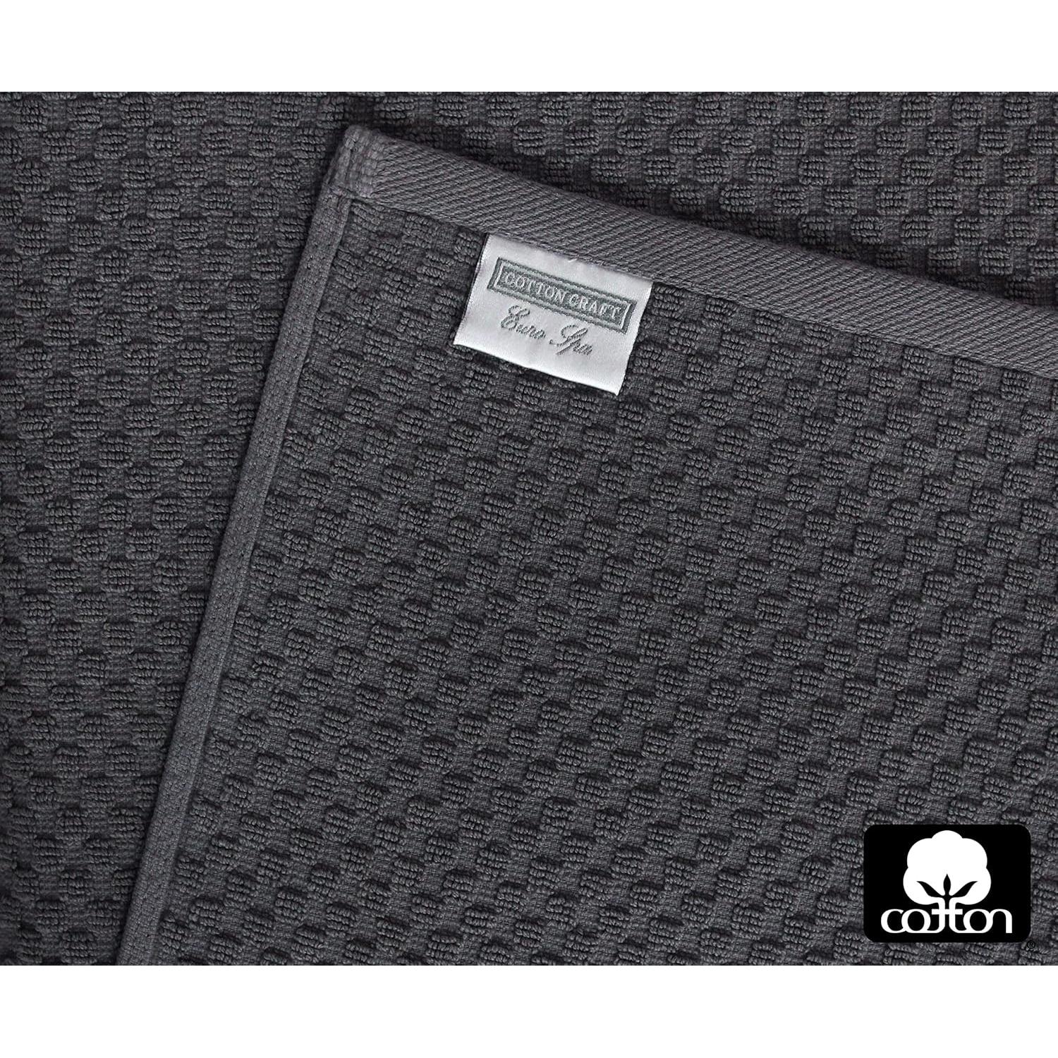 Juego de 4 Toallas de Baño COTTON CRAFT Waffle 450 GSM Gris