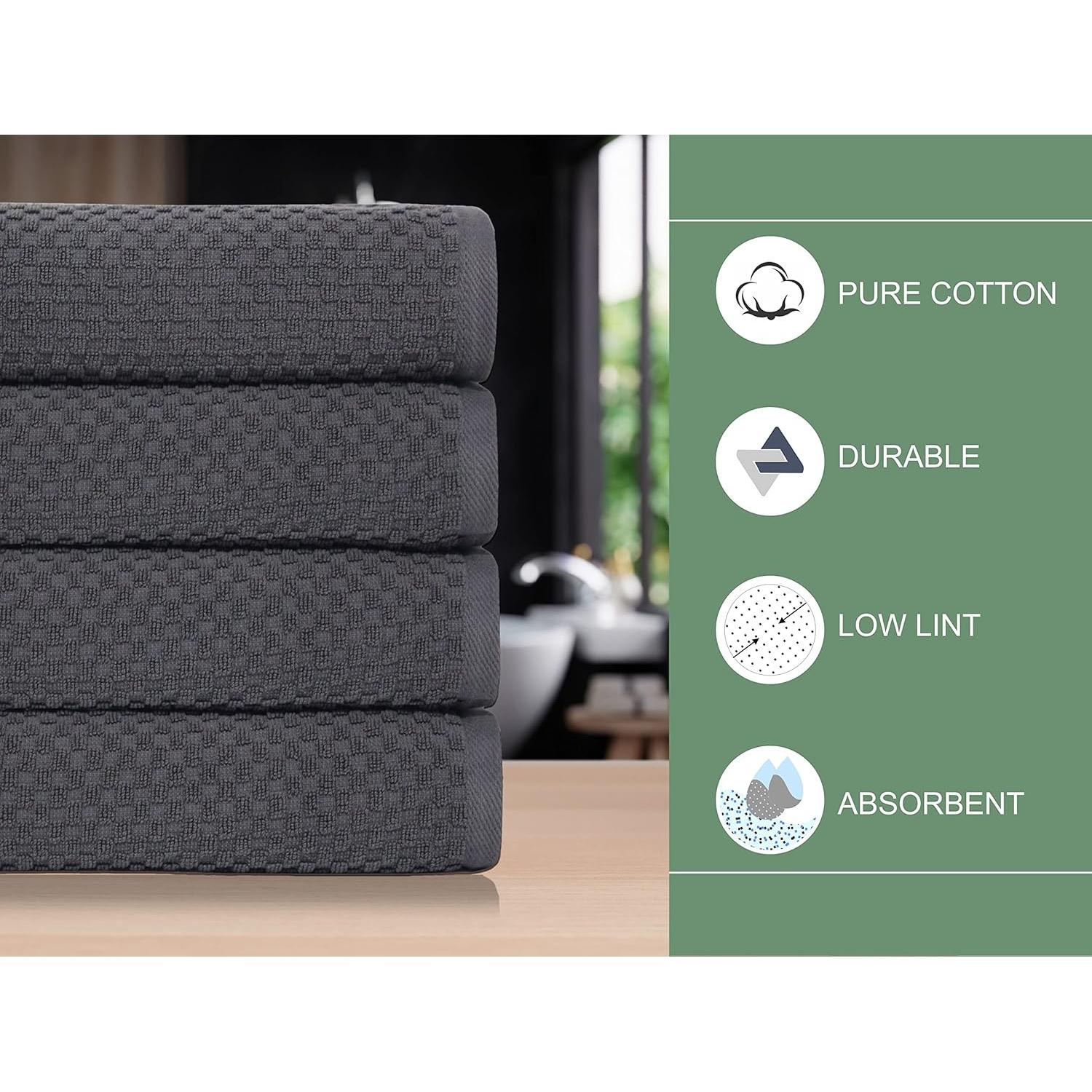 Juego de 4 Toallas de Baño COTTON CRAFT Waffle 450 GSM Gris