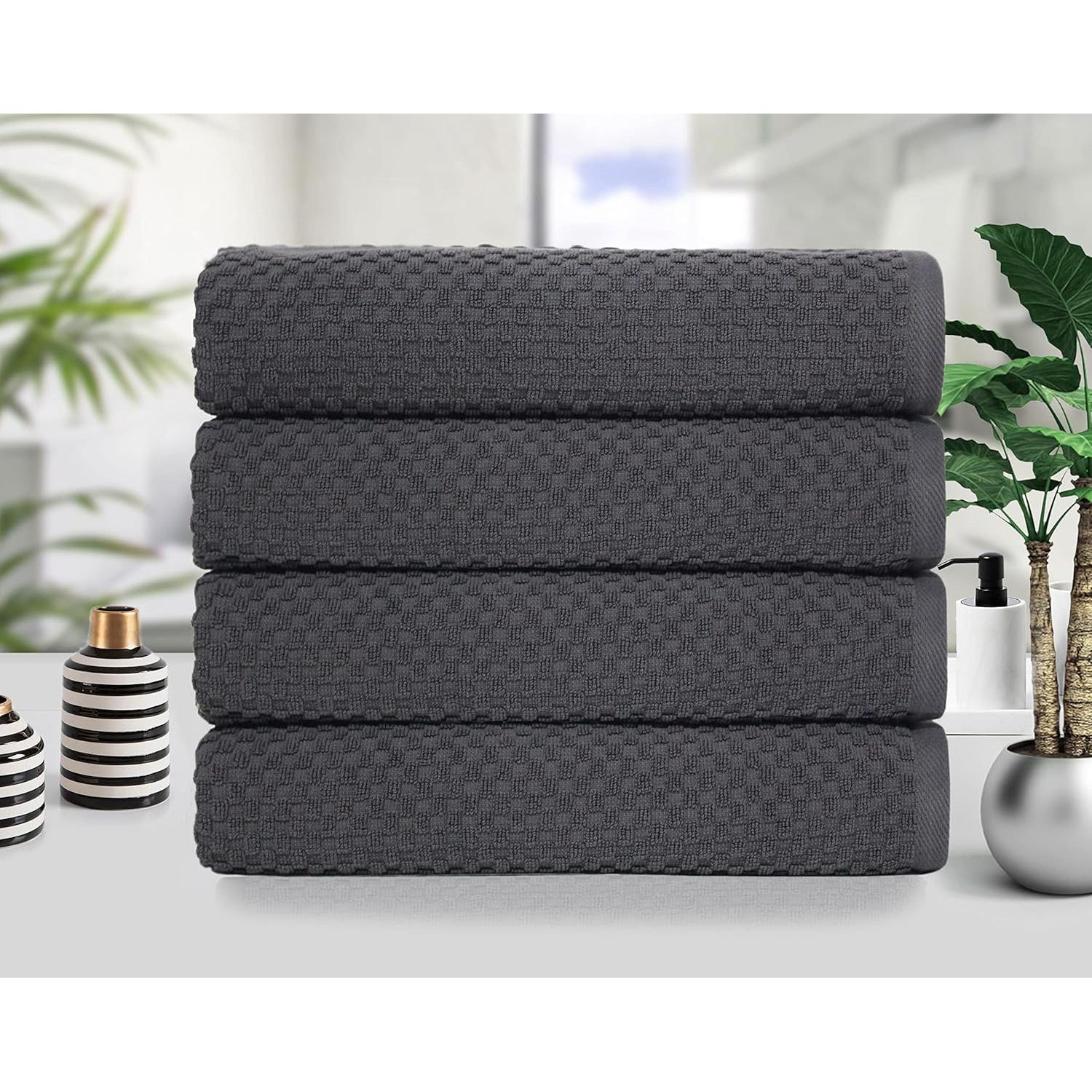 Juego de 4 Toallas de Baño COTTON CRAFT Waffle 450 GSM Gris