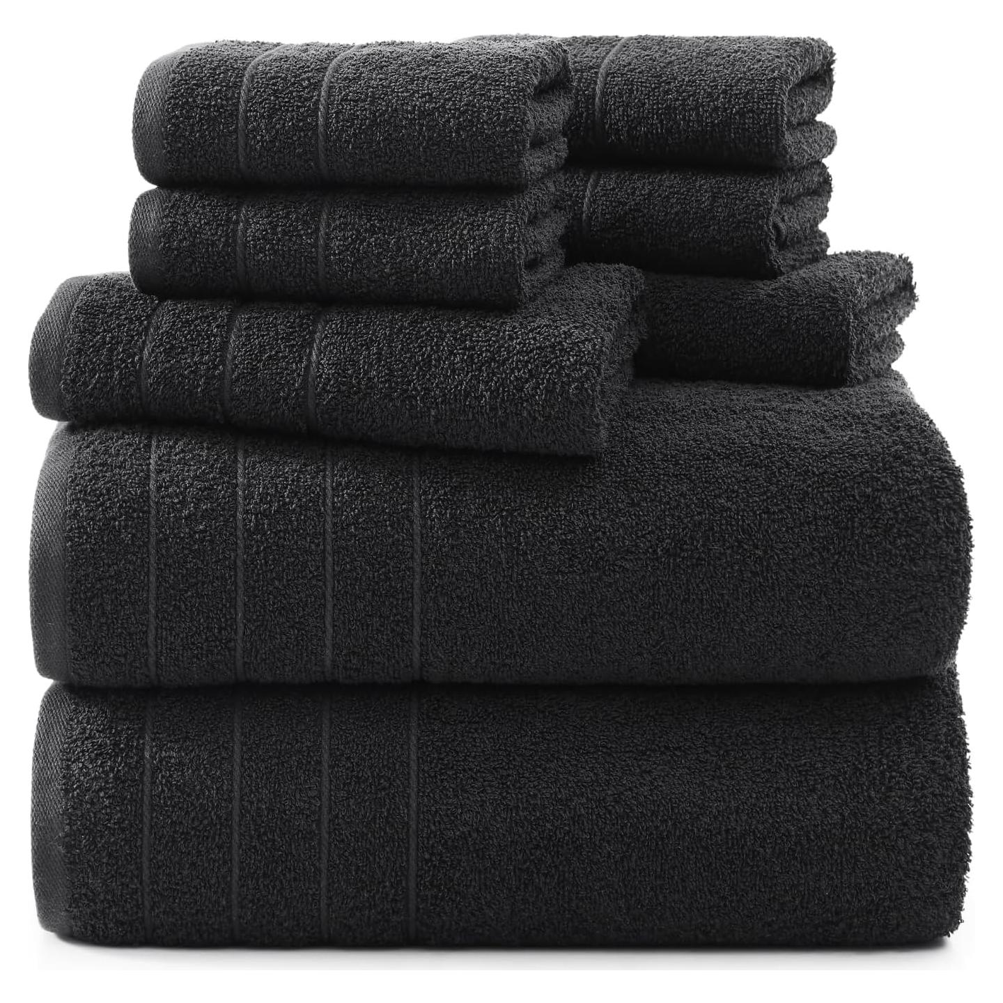 Juego de Toallas de Baño Casa Platino 100% Algodón 8 Piezas Negro