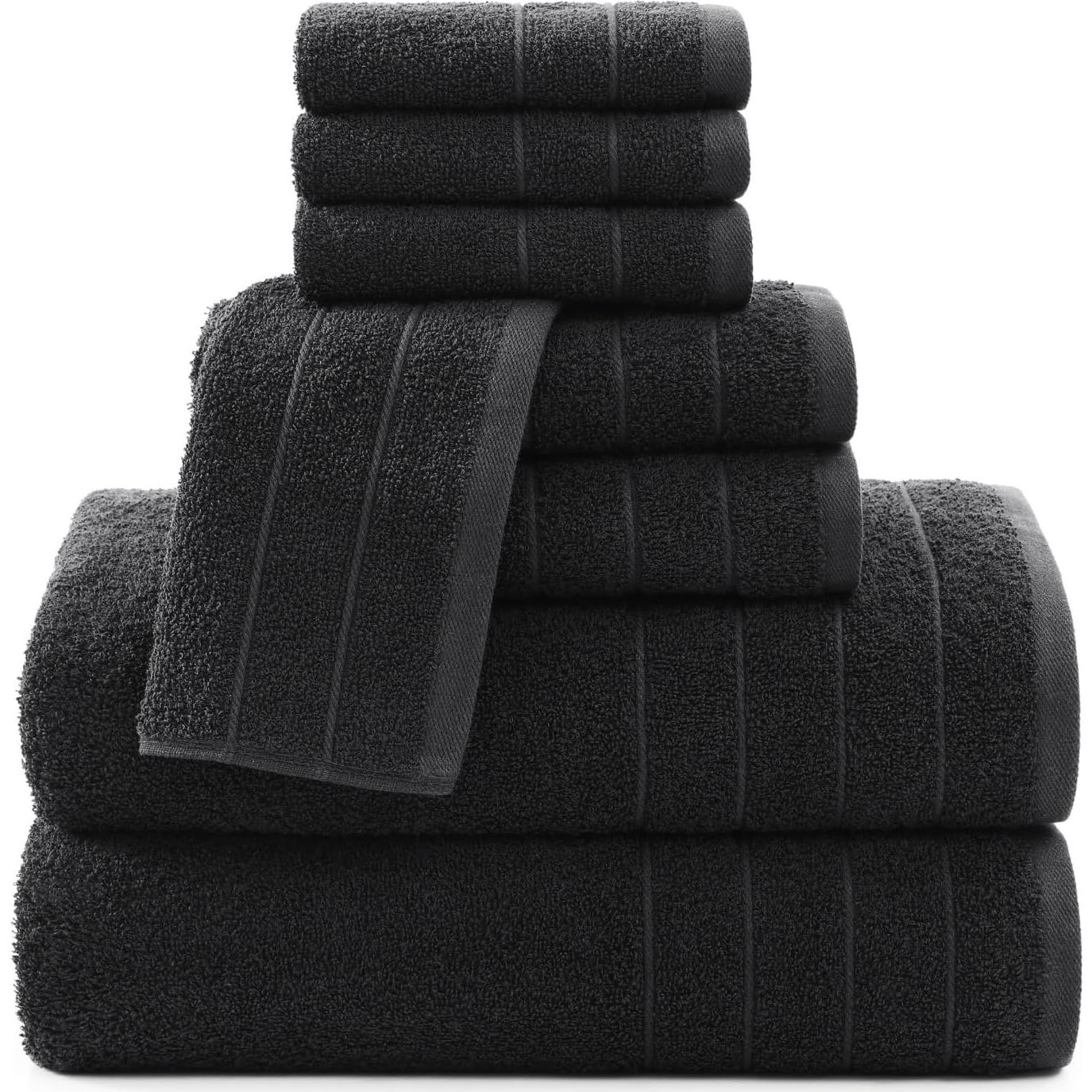 Juego de Toallas de Baño Casa Platino 100% Algodón 8 Piezas Negro