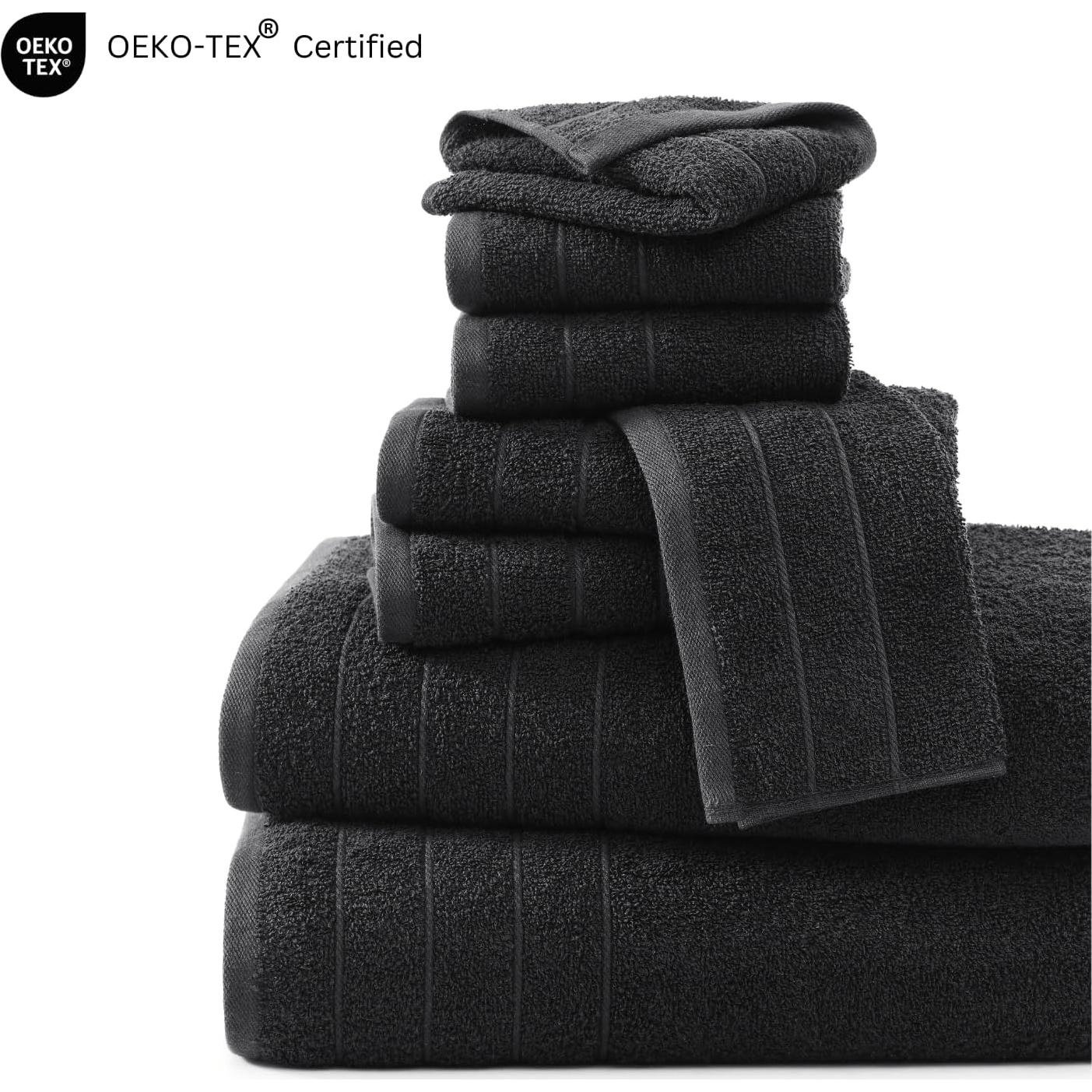 Juego de Toallas de Baño Casa Platino 100% Algodón 8 Piezas Negro