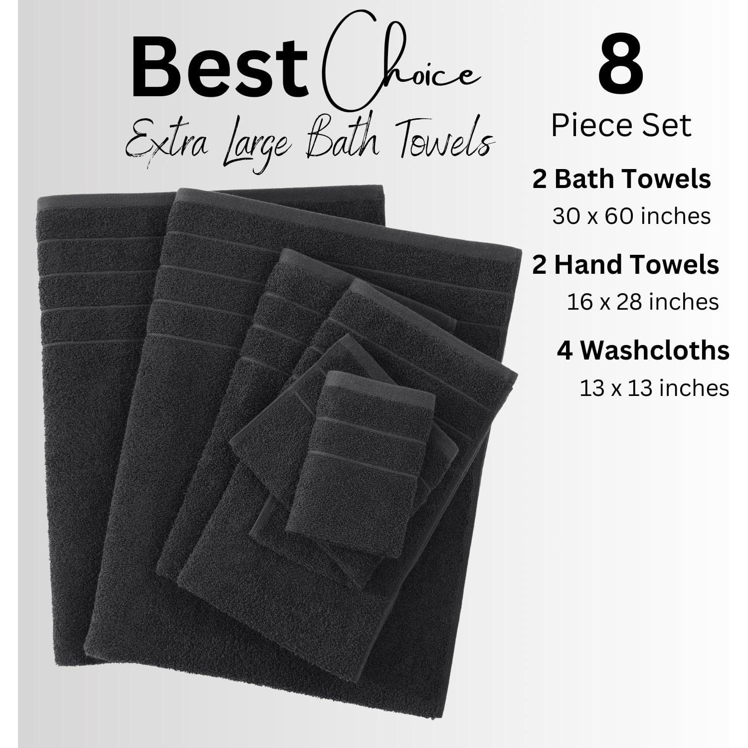 Juego de Toallas de Baño Casa Platino 100% Algodón 8 Piezas Negro