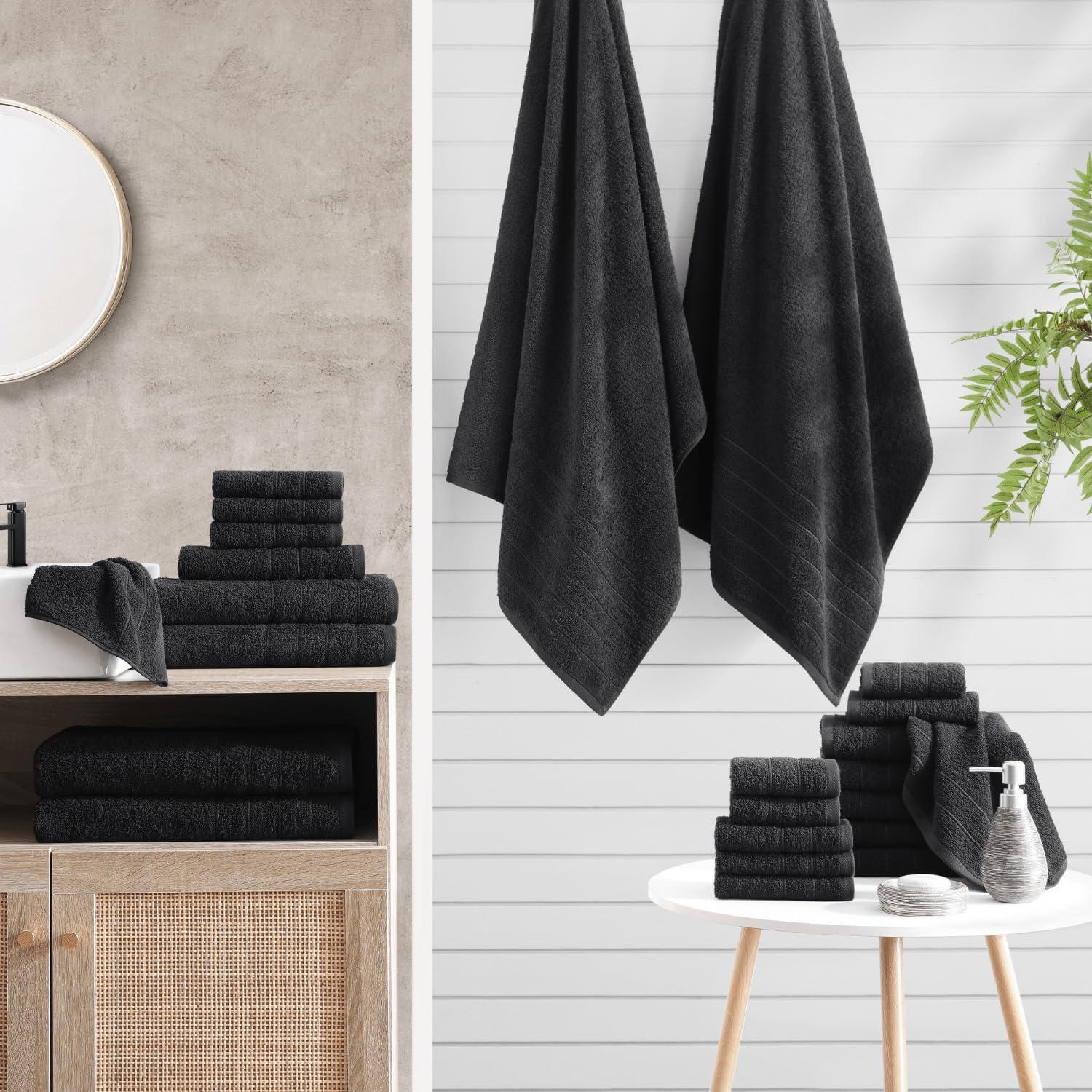 Juego de Toallas de Baño Casa Platino 100% Algodón 8 Piezas Negro