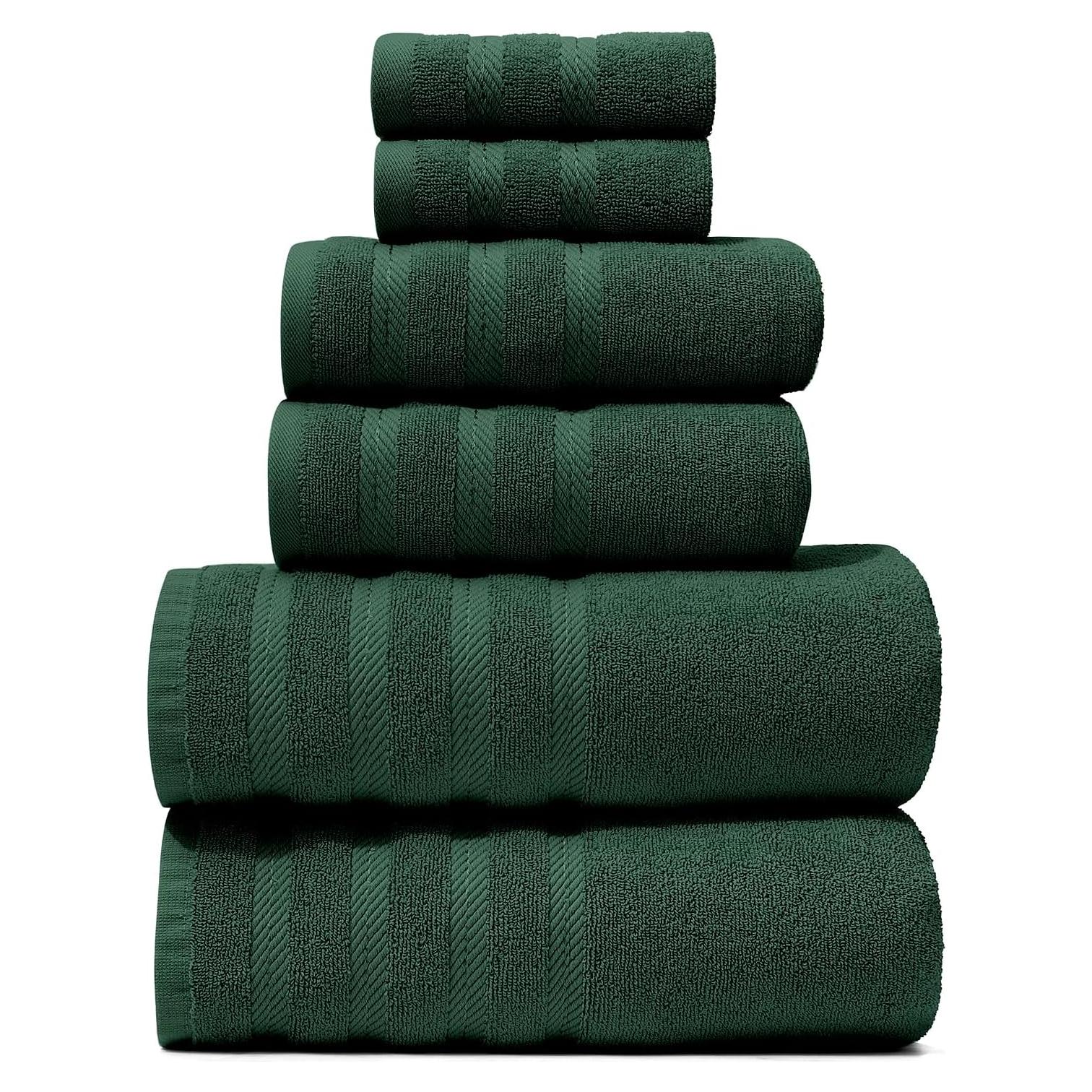 Juego de Toallas de Baño Hearth & Harbor 100% Algodón 6 Piezas Verde