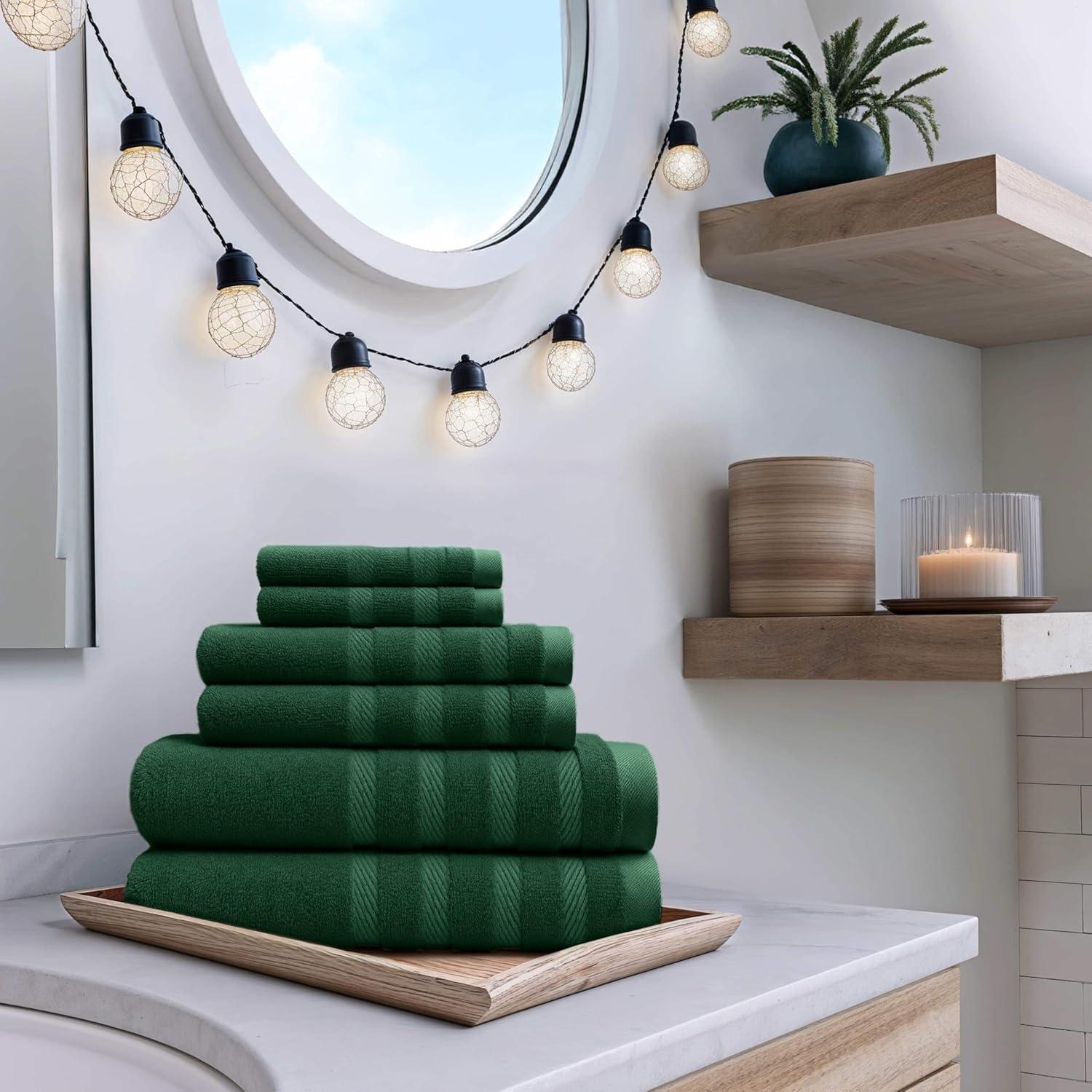 Juego de Toallas de Baño Hearth & Harbor 100% Algodón 6 Piezas Verde