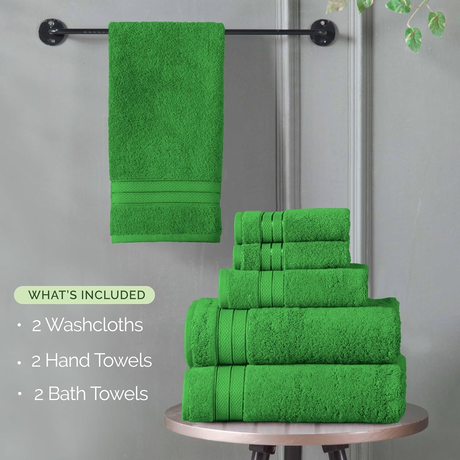 Conjunto de Toallas de Lujo Elegant Comfort 6 Piezas 100% Algodón Turco Verde