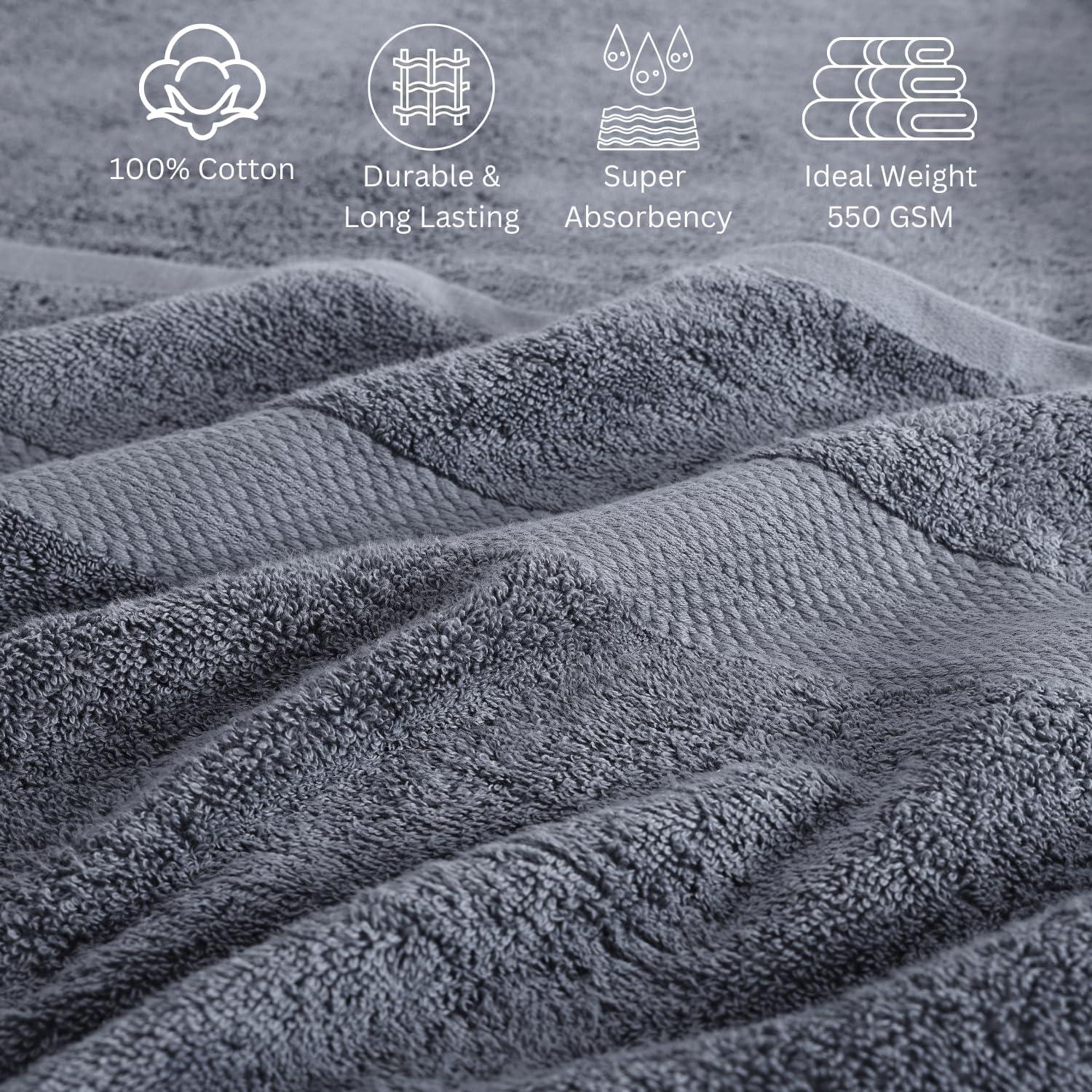 Juego de Toallas de Baño Lane Linen 24 Piezas 100% Algodón Gris