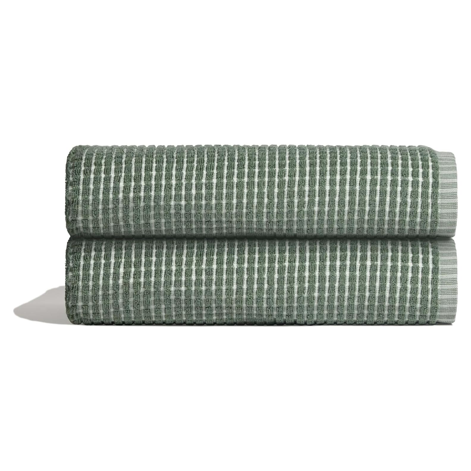 Juego de 2 Toallas de Baño ONSEN Algodón Verde 71.1 x 139.7 cm