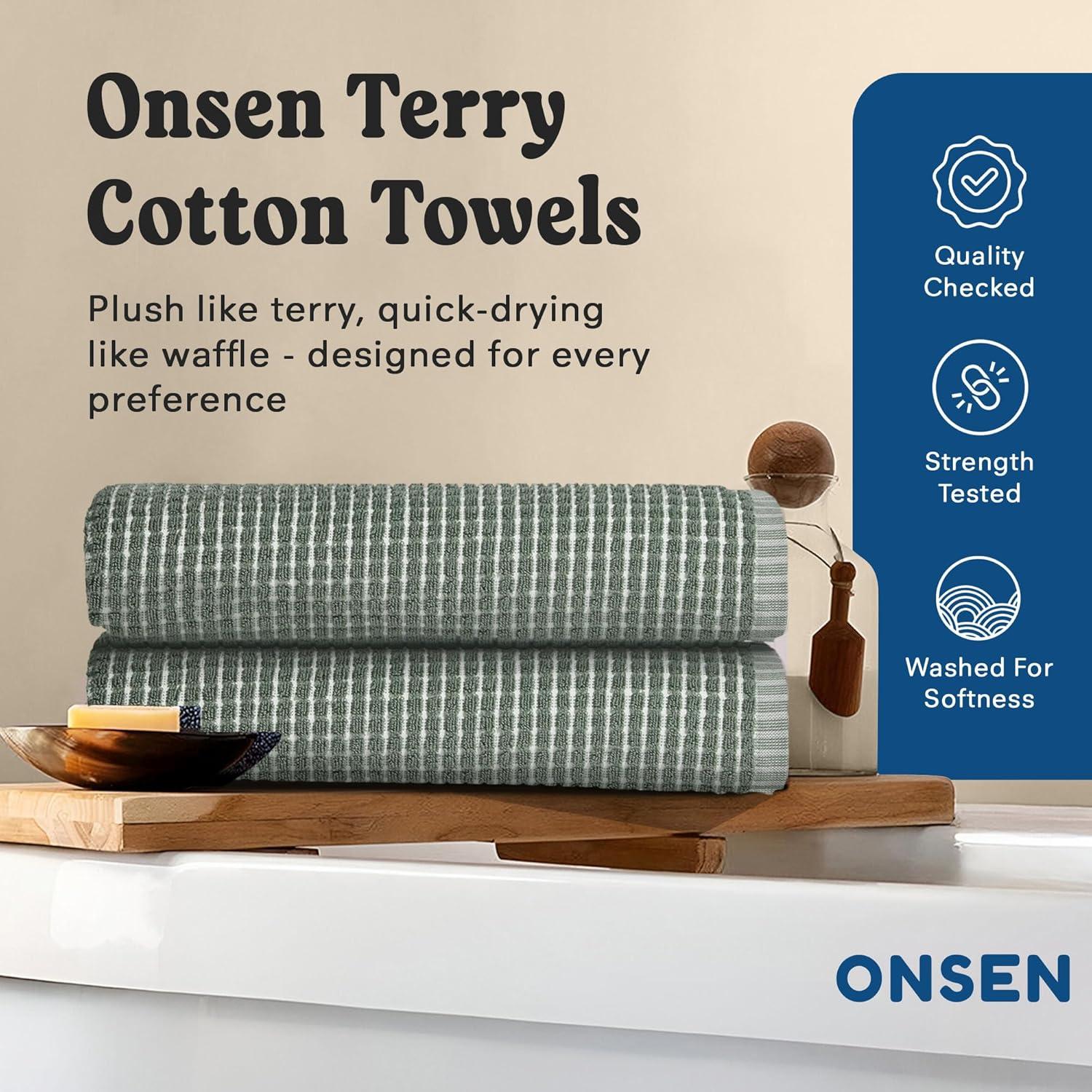 Juego de 2 Toallas de Baño ONSEN Algodón Verde 71.1 x 139.7 cm