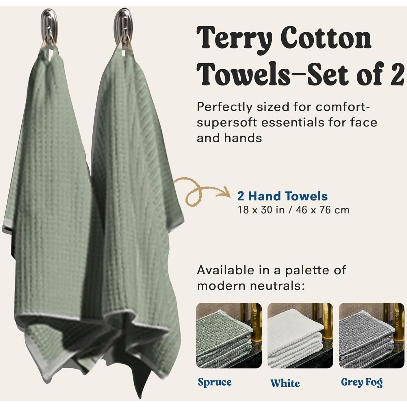 Juego de 2 Toallas de Baño ONSEN Algodón Verde 71.1 x 139.7 cm