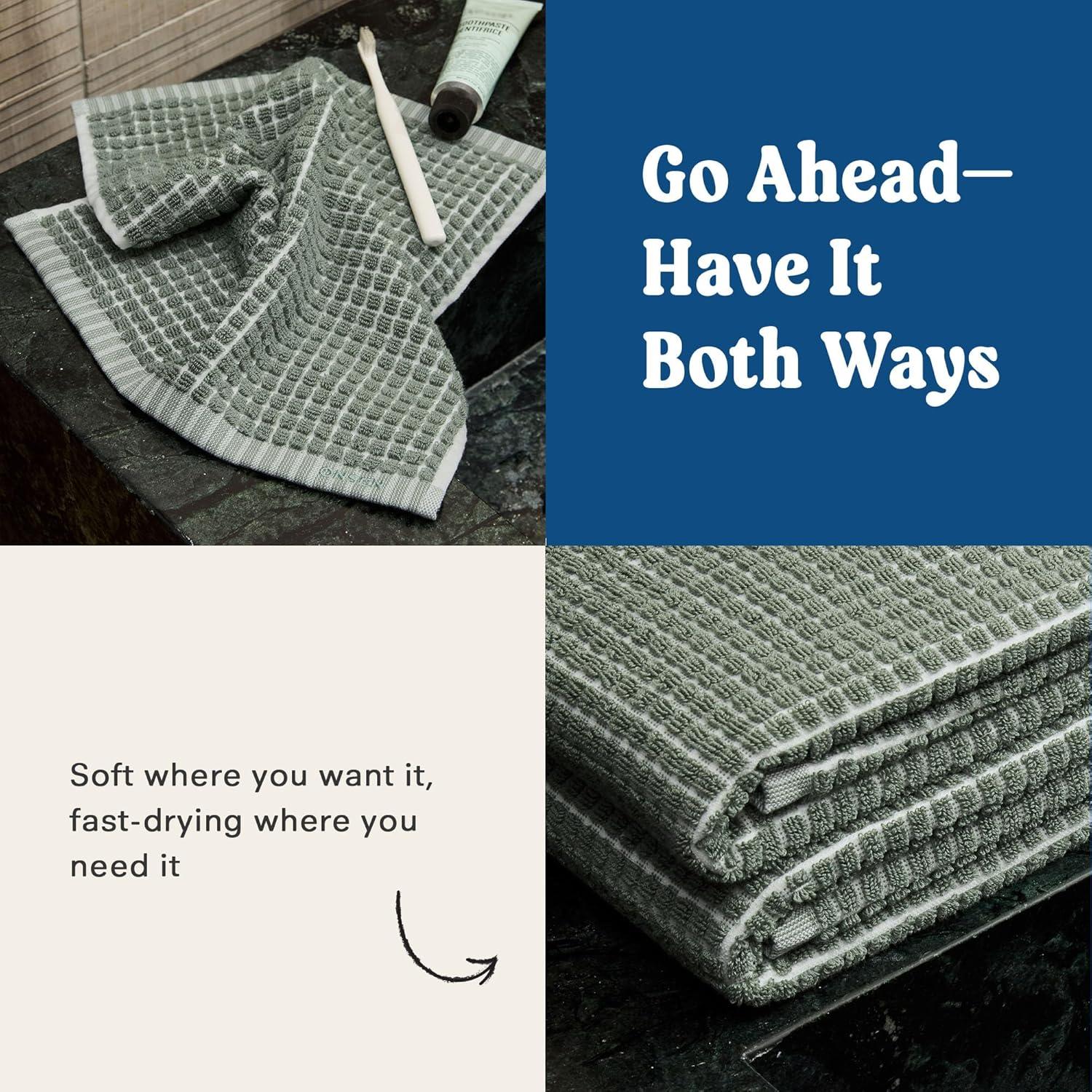 Juego de 2 Toallas de Baño ONSEN Algodón Verde 71.1 x 139.7 cm