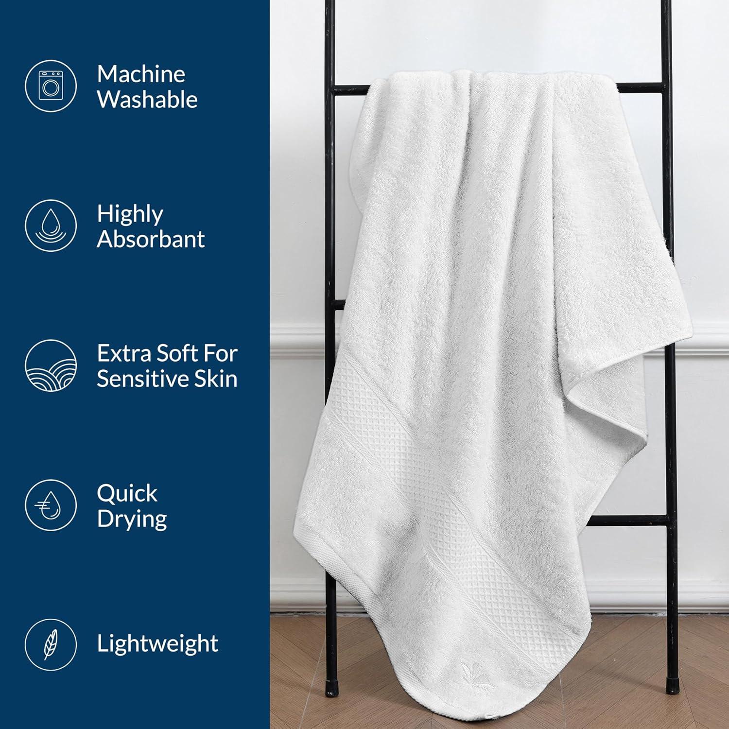 Juego de Toallas de Baño Bio Bidet 100% Rayón, 2 Piezas, Blancas