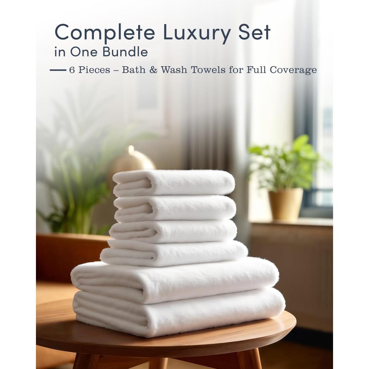 Juego de Toallas de Algodón Blanco - 6 Piezas de Lujo