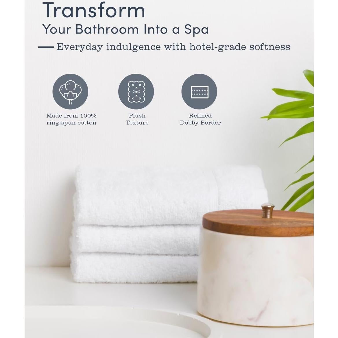 Juego de Toallas de Algodón Blanco - 6 Piezas de Lujo