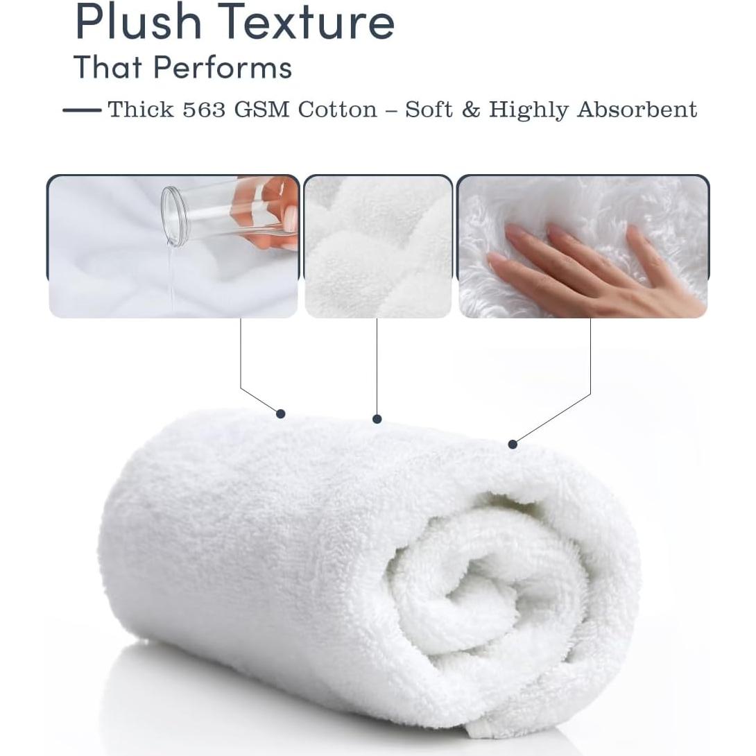 Juego de Toallas de Algodón Blanco - 6 Piezas de Lujo