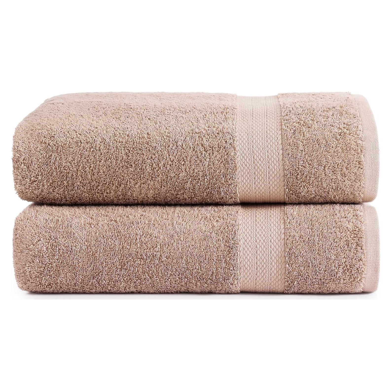 Juego de 2 Toallas de Baño Jumbo LANE LINEN 100% Algodón Taupe