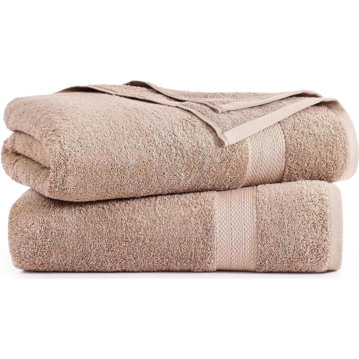 Juego de 2 Toallas de Baño Jumbo LANE LINEN 100% Algodón Taupe