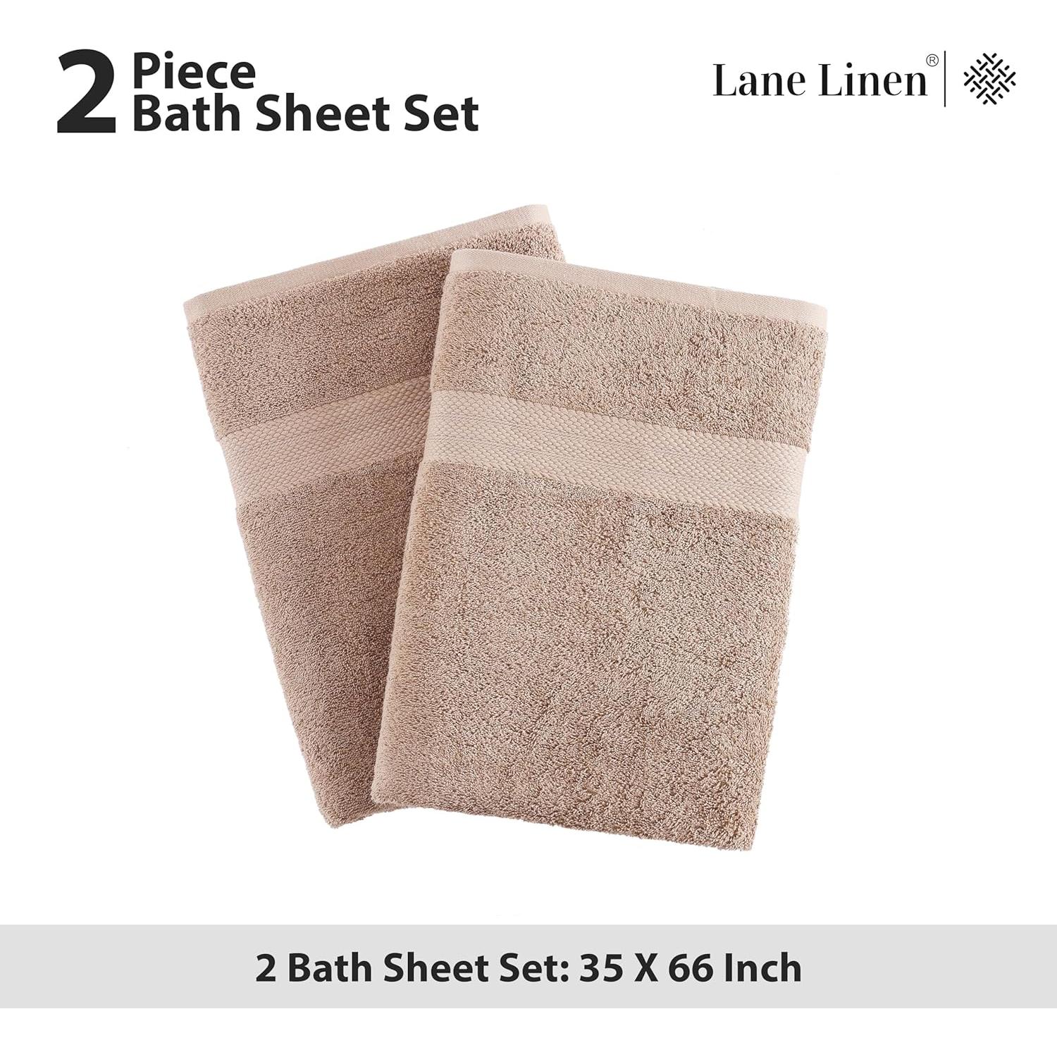 Juego de 2 Toallas de Baño Jumbo LANE LINEN 100% Algodón Taupe