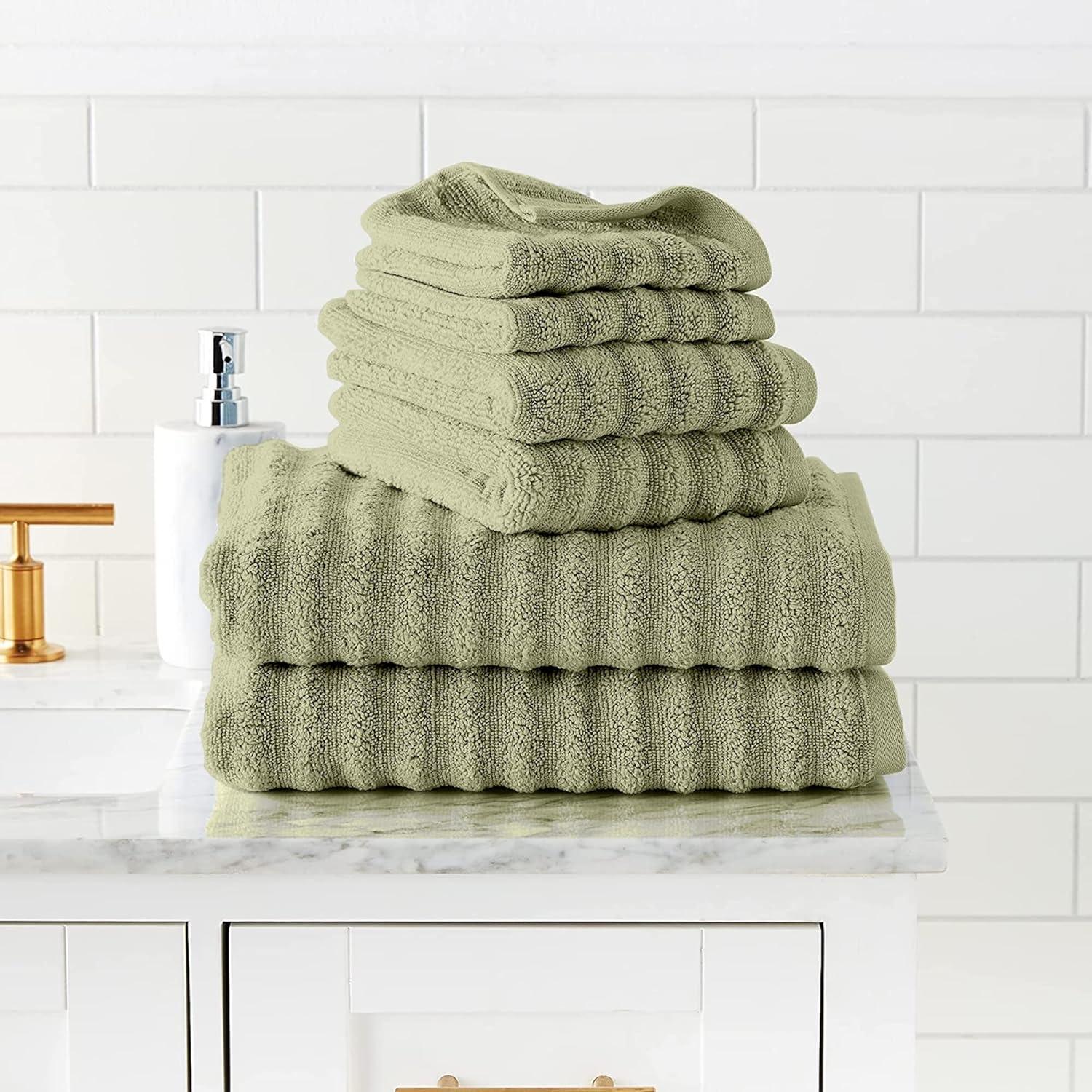 Juego de Toallas de Spa de Lujo Amrapur 6 Piezas 100% Algodón Sage