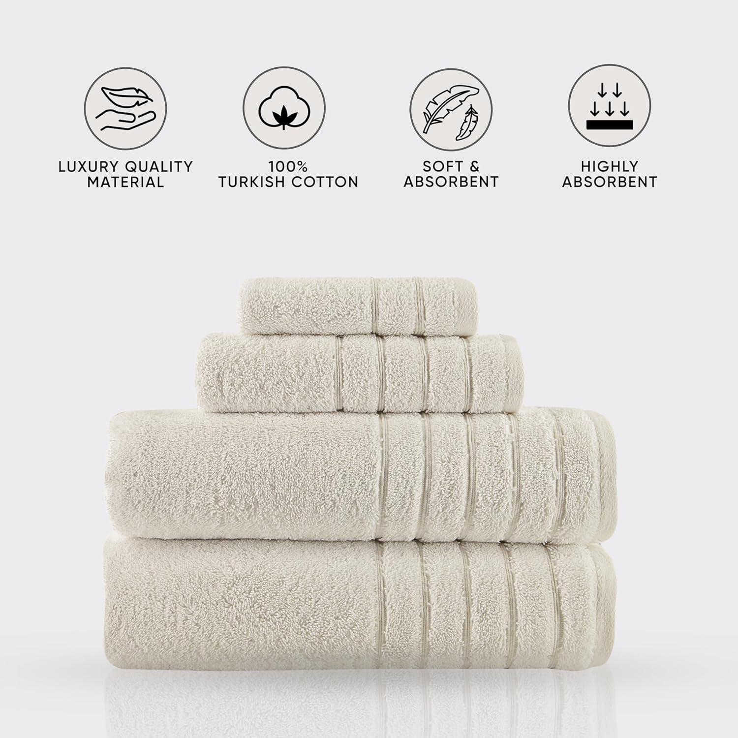 Juego de Toallas de Lujo 4 Piezas Toallas Más Allá Algodón Turco