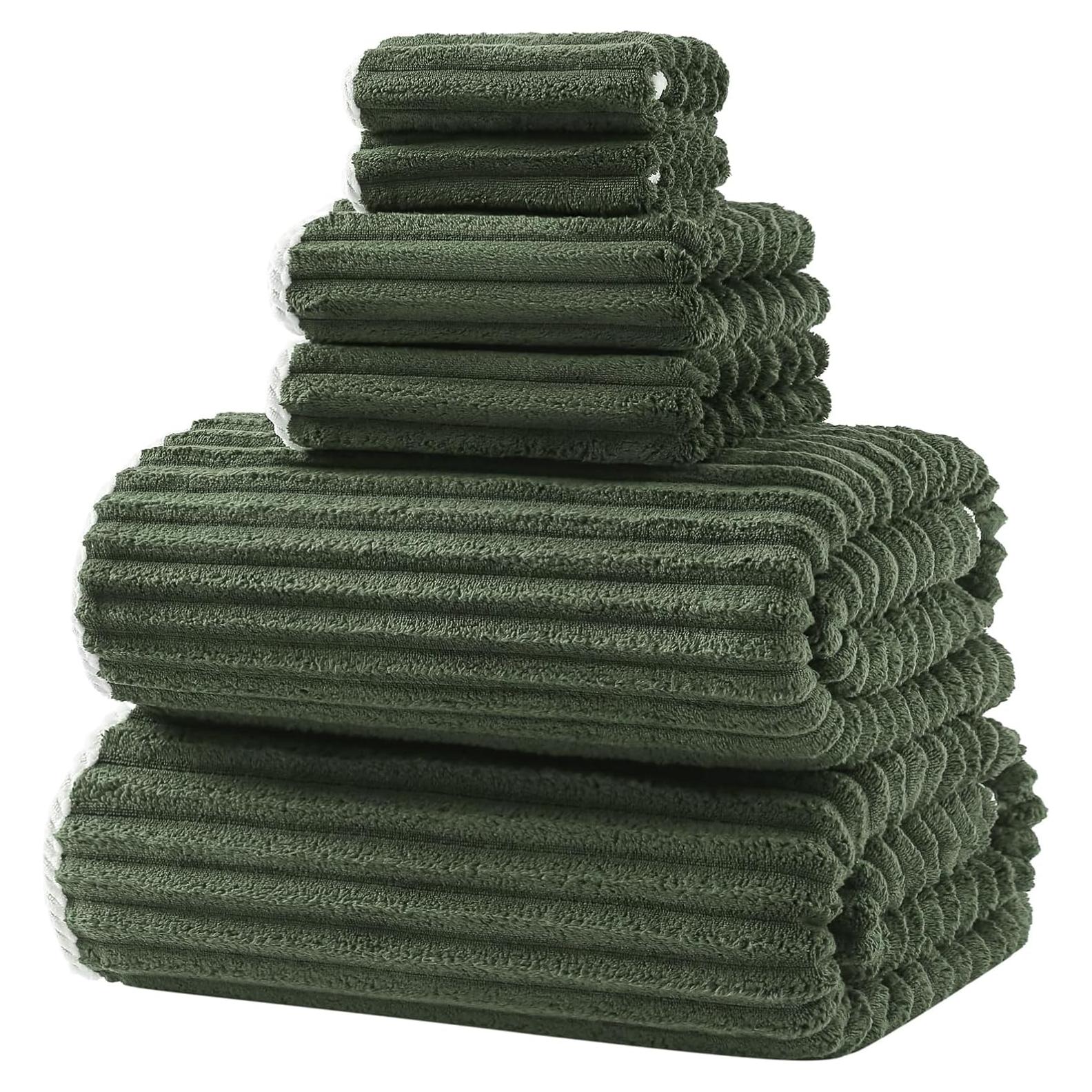 Juego de Toallas de Baño XIQ 6PCS Verde Oliva Extra Grande