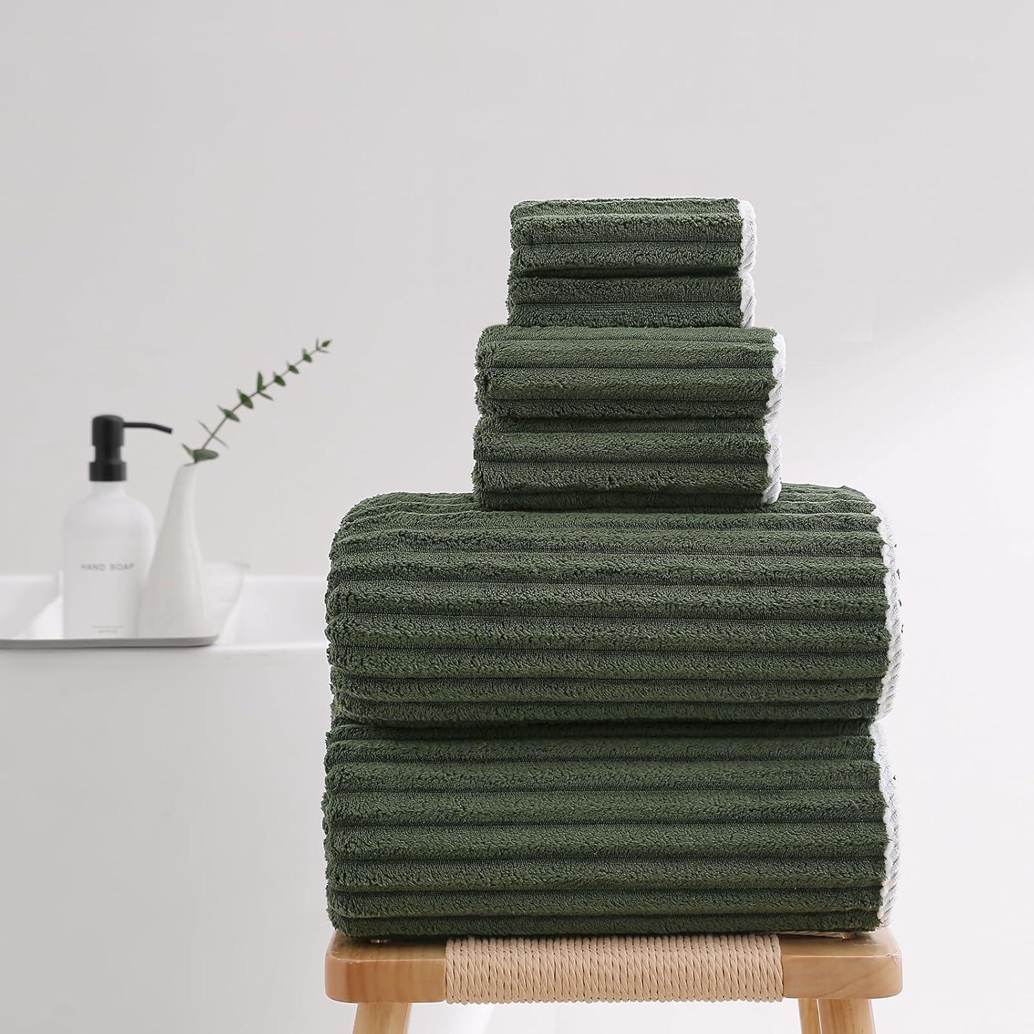 Juego de Toallas de Baño XIQ 6PCS Verde Oliva Extra Grande