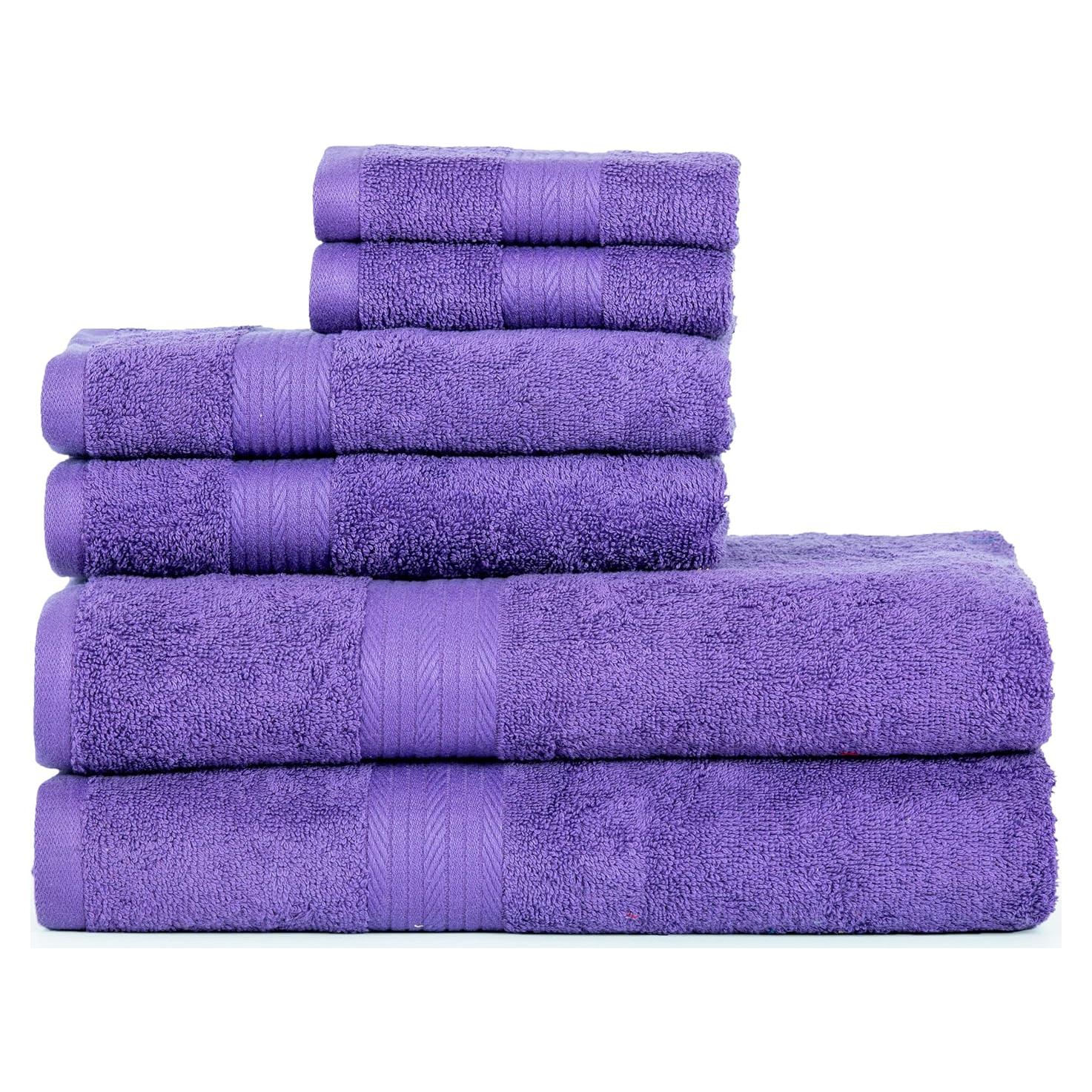 Juego de Toallas de Lujo Ample Decor 100% Algodón 6 Piezas Morado