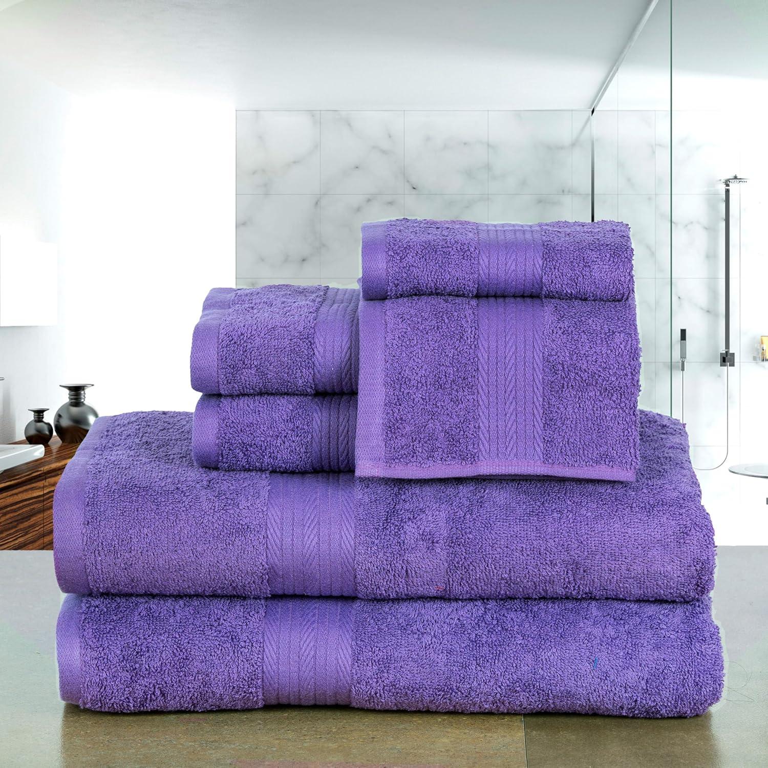 Juego de Toallas de Lujo Ample Decor 100% Algodón 6 Piezas Morado