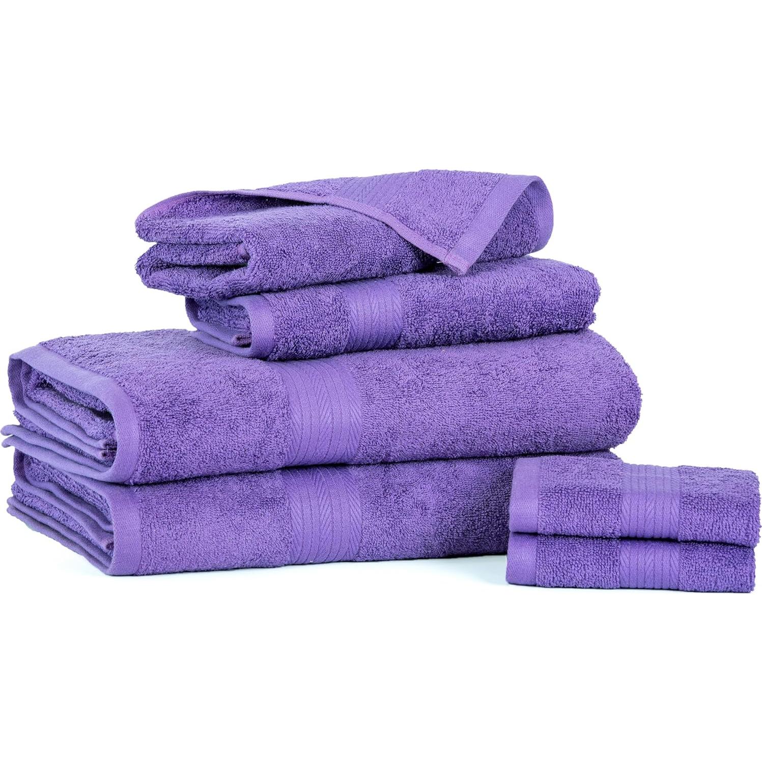 Juego de Toallas de Lujo Ample Decor 100% Algodón 6 Piezas Morado
