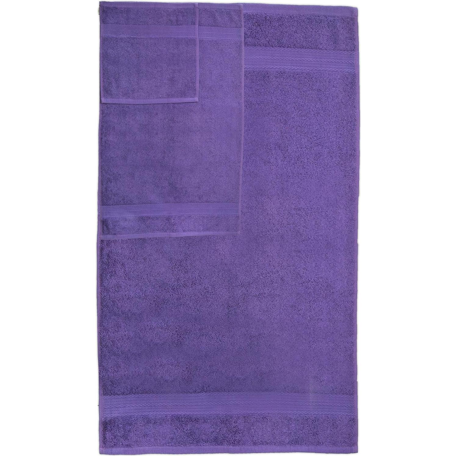 Juego de Toallas de Lujo Ample Decor 100% Algodón 6 Piezas Morado