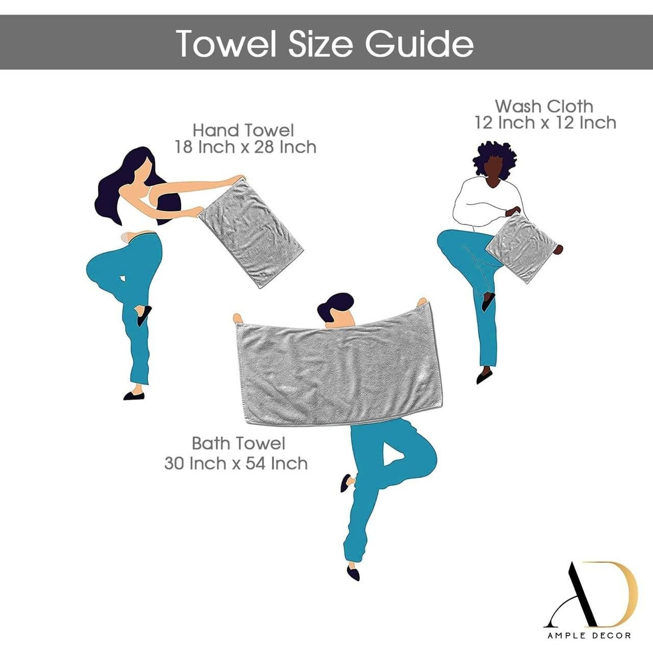 Juego de Toallas de Lujo Ample Decor 100% Algodón 6 Piezas Morado