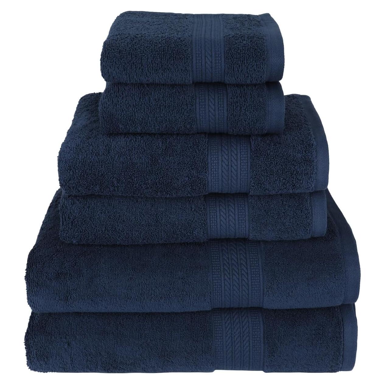 Juego de Toallas de Baño Kaufman 100% Algodón 6 Piezas Marino