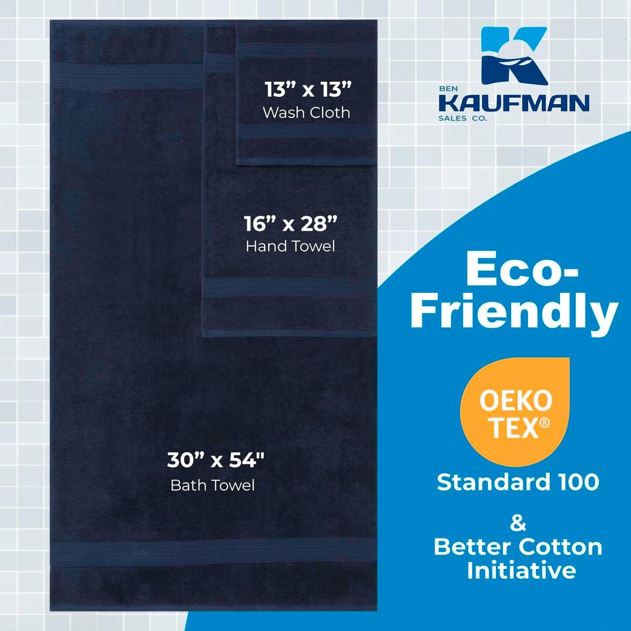 Juego de Toallas de Baño Kaufman 100% Algodón 6 Piezas Marino