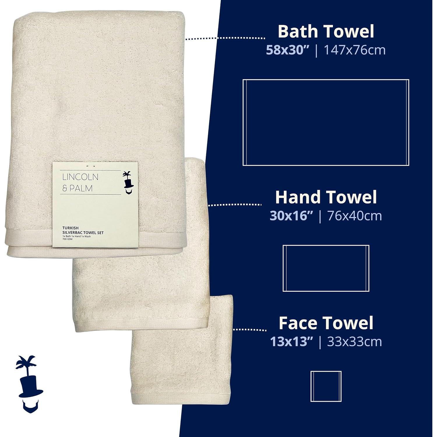 Juego de Toallas Turcas Lincoln & Palm 3 Piezas 700 GSM Marfil