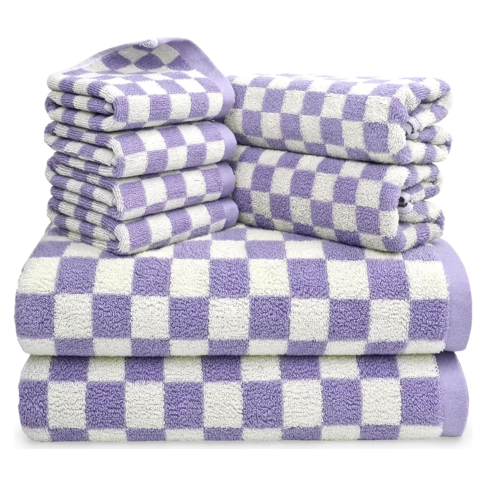 Juego de Toallas de Baño Jacquotha 8 Piezas Algodón Lila