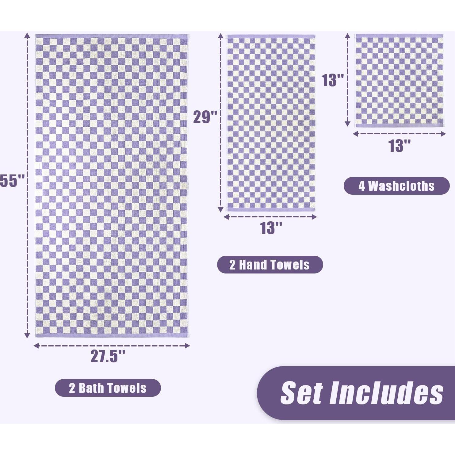 Juego de Toallas de Baño Jacquotha 8 Piezas Algodón Lila