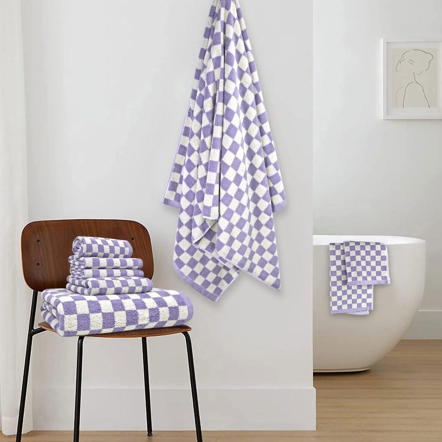 Juego de Toallas de Baño Jacquotha 8 Piezas Algodón Lila