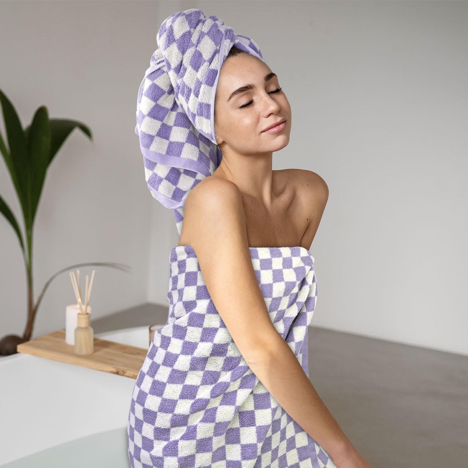 Juego de Toallas de Baño Jacquotha 8 Piezas Algodón Lila